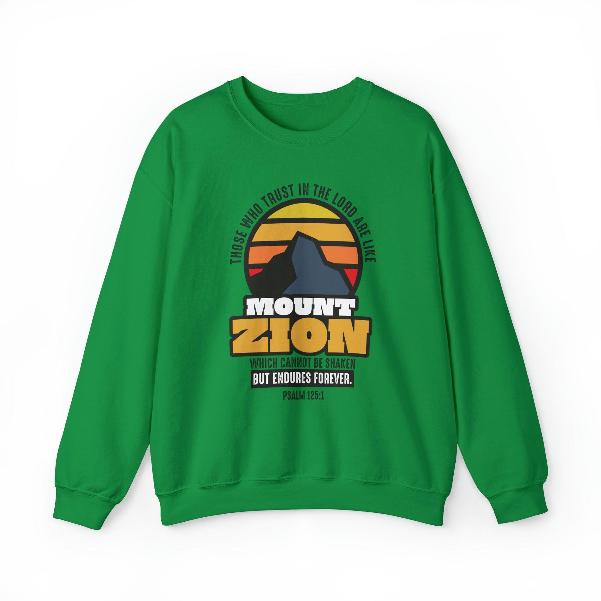 Mount Zion Christian Sweatshirt with Mountain and Sun Gradient - Joe Camilo Designs