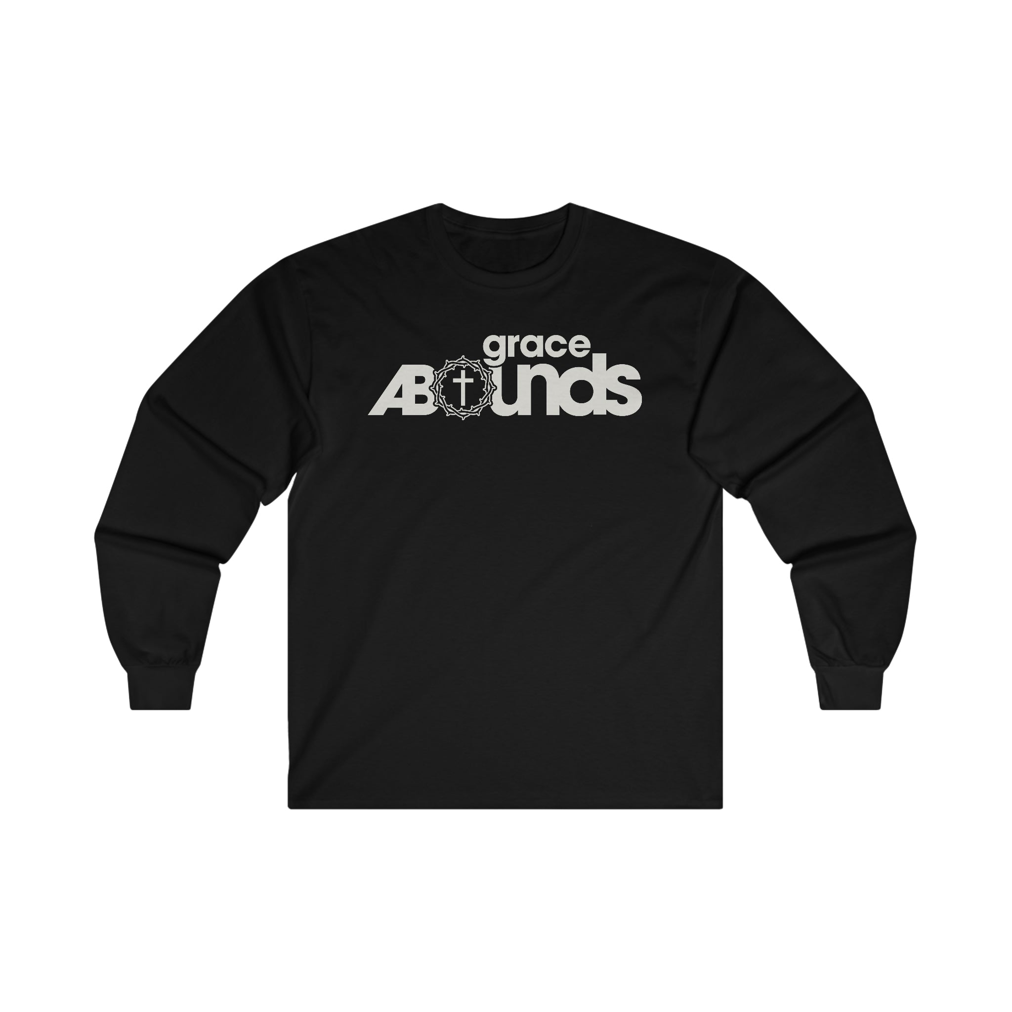 Grace Abounds Christian Long Sleeve Shirt with Crown of Thorns and Cross - Joe Camilo Designs