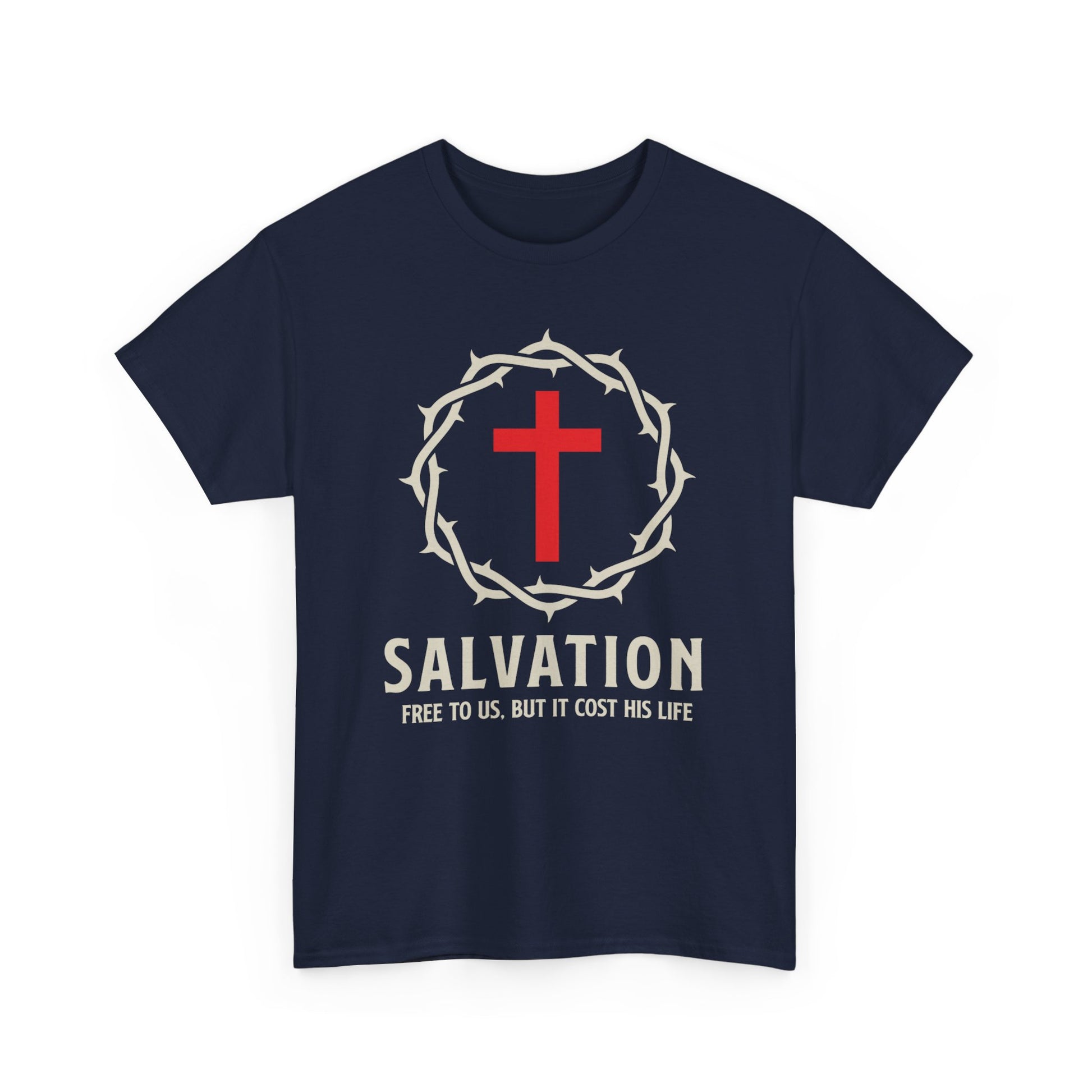 Salvation - Free Christian T-Shirt with Crown and Cross