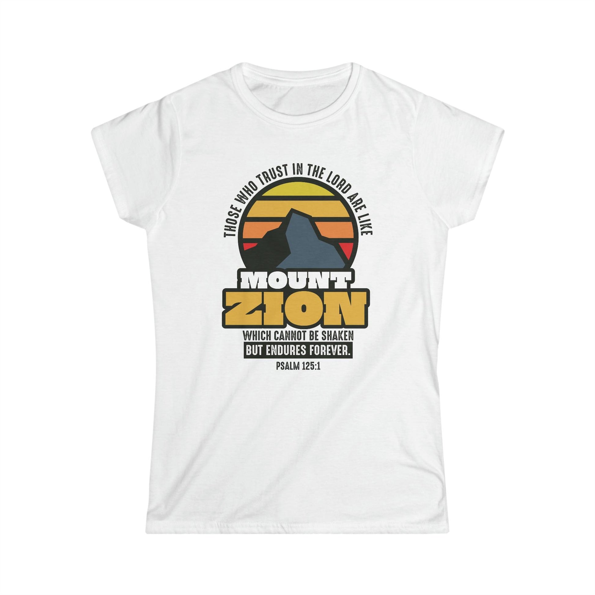 Mount Zion Christian Women Shirt with Mountain and Sun Gradient - Joe Camilo Designs