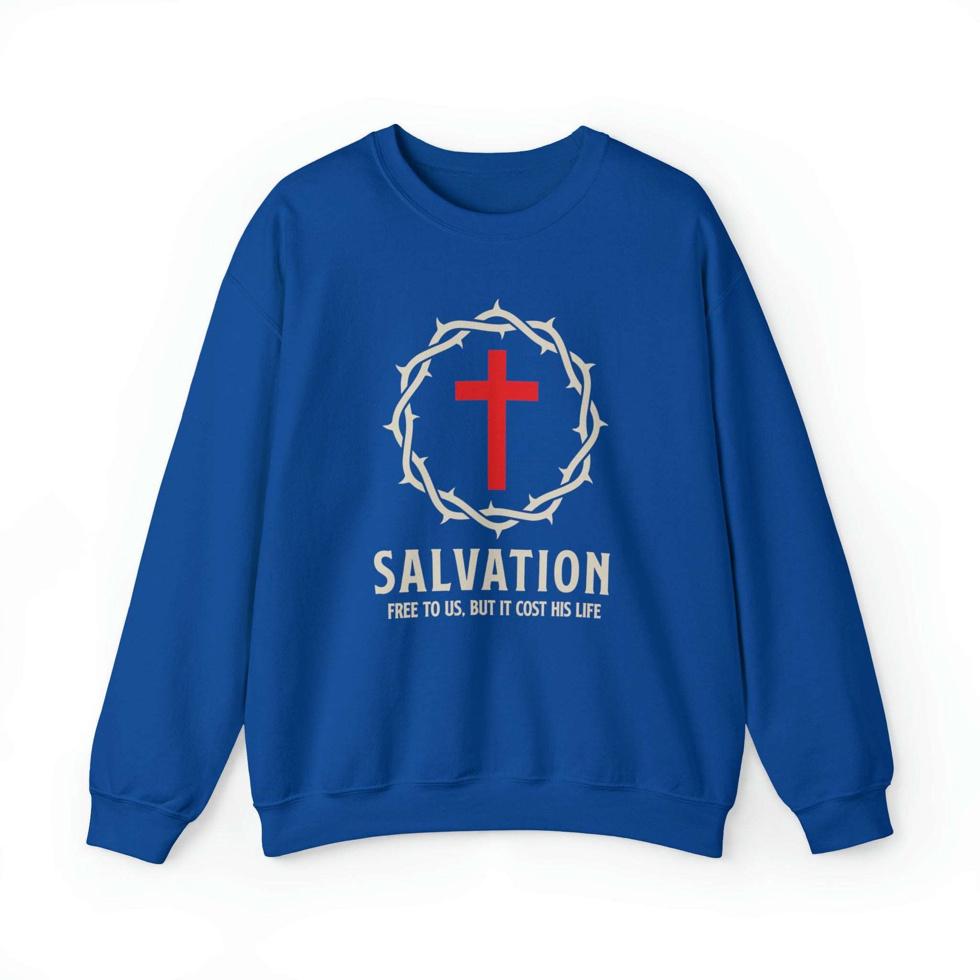 Salvation Christian Sweatshirt with Crown and Cross - Joe Camilo Designs