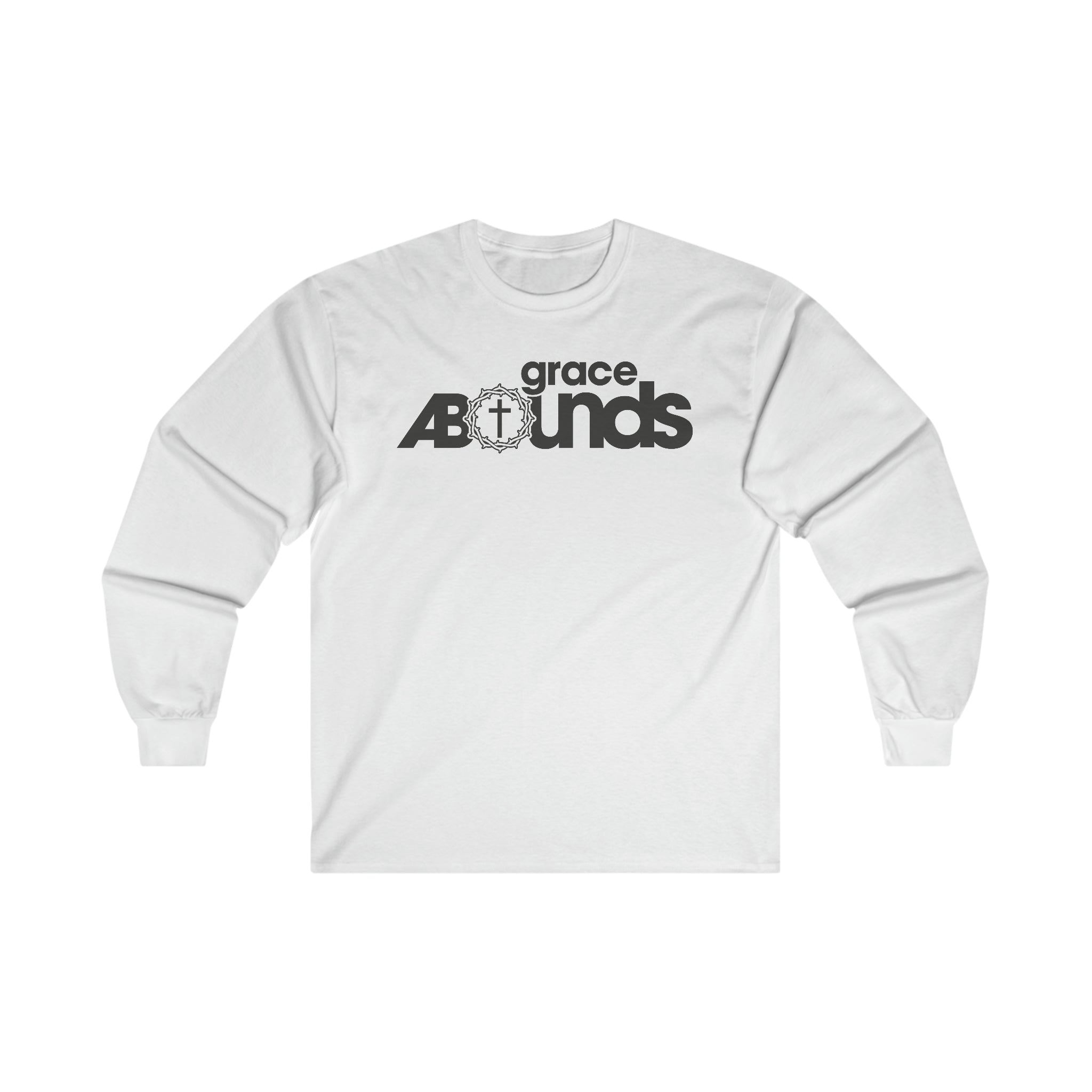 Grace Abounds Christian Long Sleeve Shirt with Crown of Thorns and Cross - Joe Camilo Designs