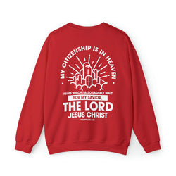 Image of Citizen of Heaven Line Design with Bible Verse Reference Sweatshirt - Joe Camilo Designs