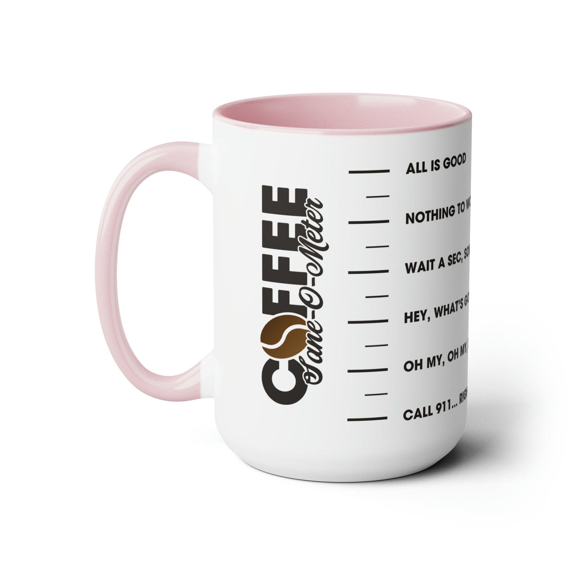 Coffee "Sane-O-Meter" Two-Tone Coffee Mug, 15oz