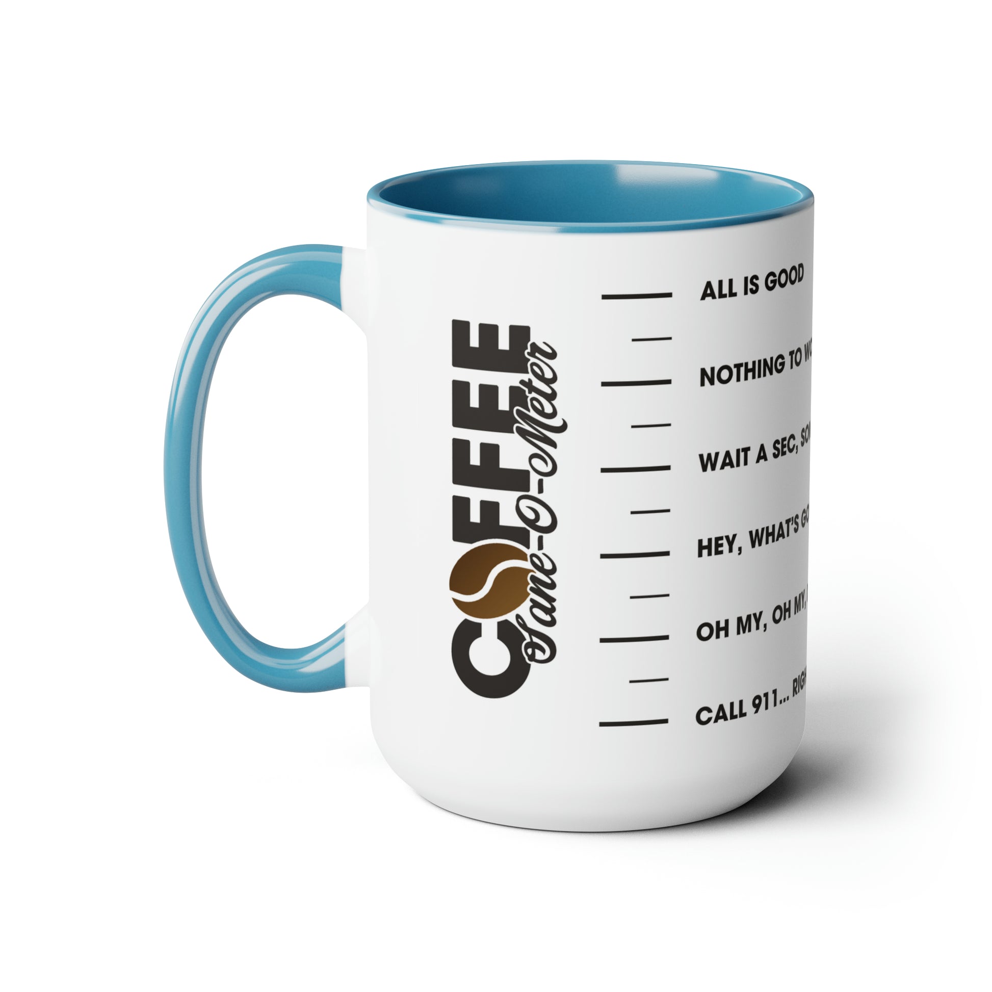 Coffee "Sane-O-Meter" Two-Tone Coffee Mug, 15oz