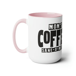 Image of Mom's Coffee Sane-O-Meter, Two-Tone Coffee Mugs, 15oz