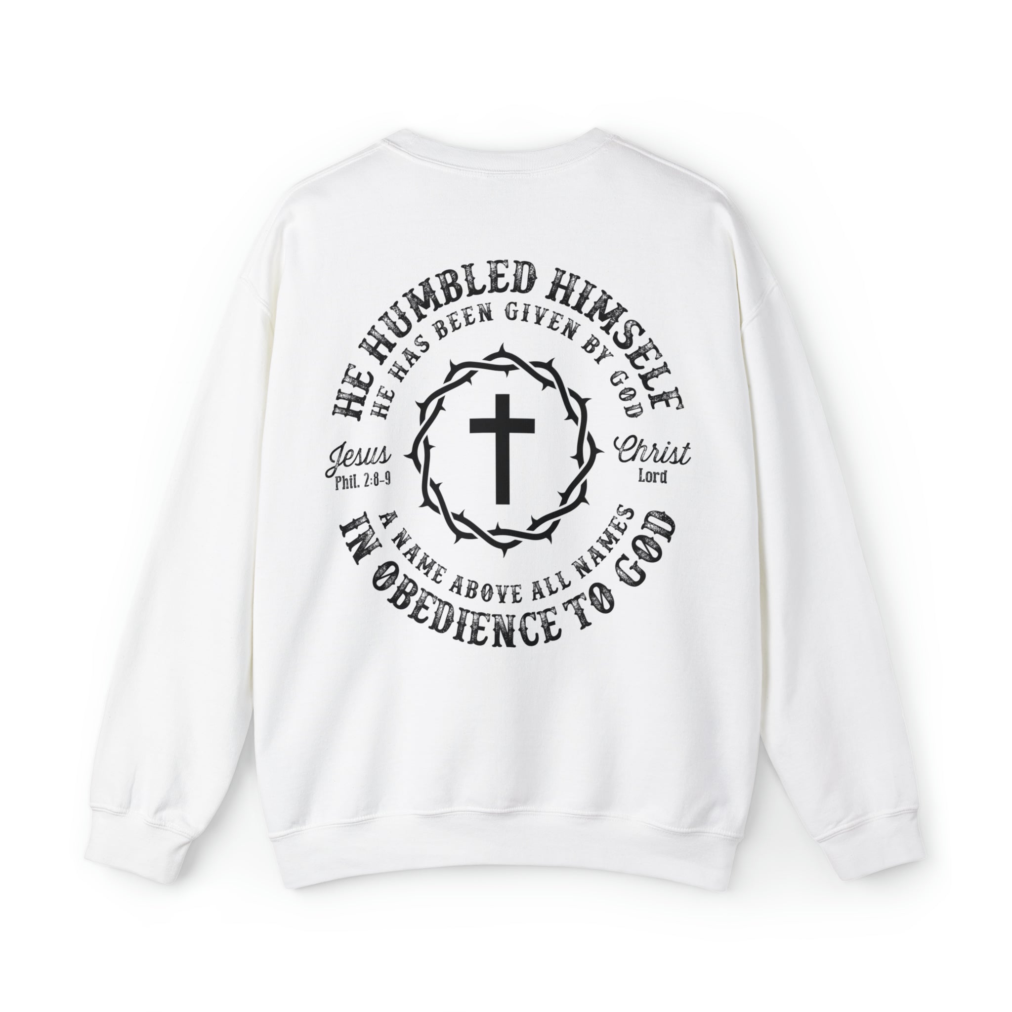 He Humbled Himself Vintage Christian Sweatshirt with Fading Letters - Joe Camilo Designs