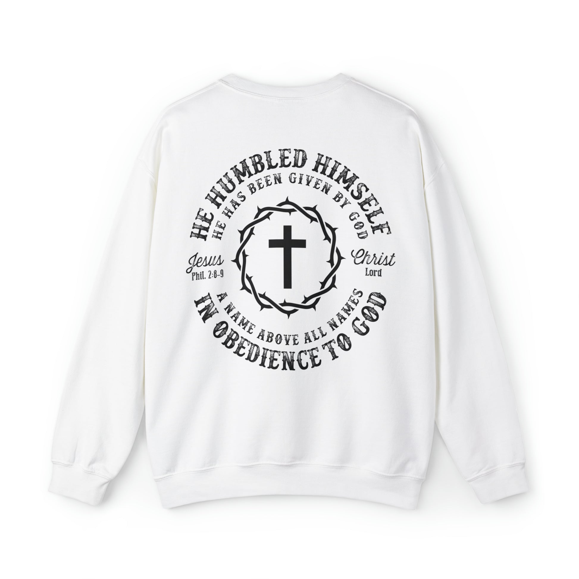 He Humbled Himself Vintage Christian Sweatshirt with Fading Letters - Joe Camilo Designs