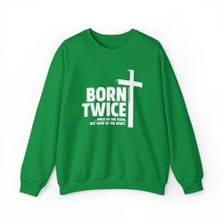 Image of Born Twice Christian Sweatshirt with Cross - Joe Camilo Designs