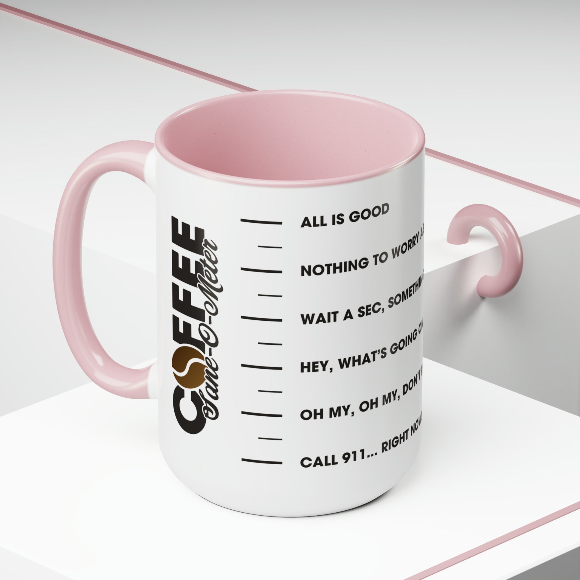 Coffee "Sane-O-Meter" Two-Tone Coffee Mug, 15oz