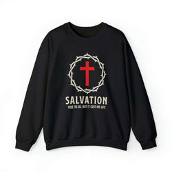 Image of Salvation Christian Sweatshirt with Crown and Cross - Joe Camilo Designs