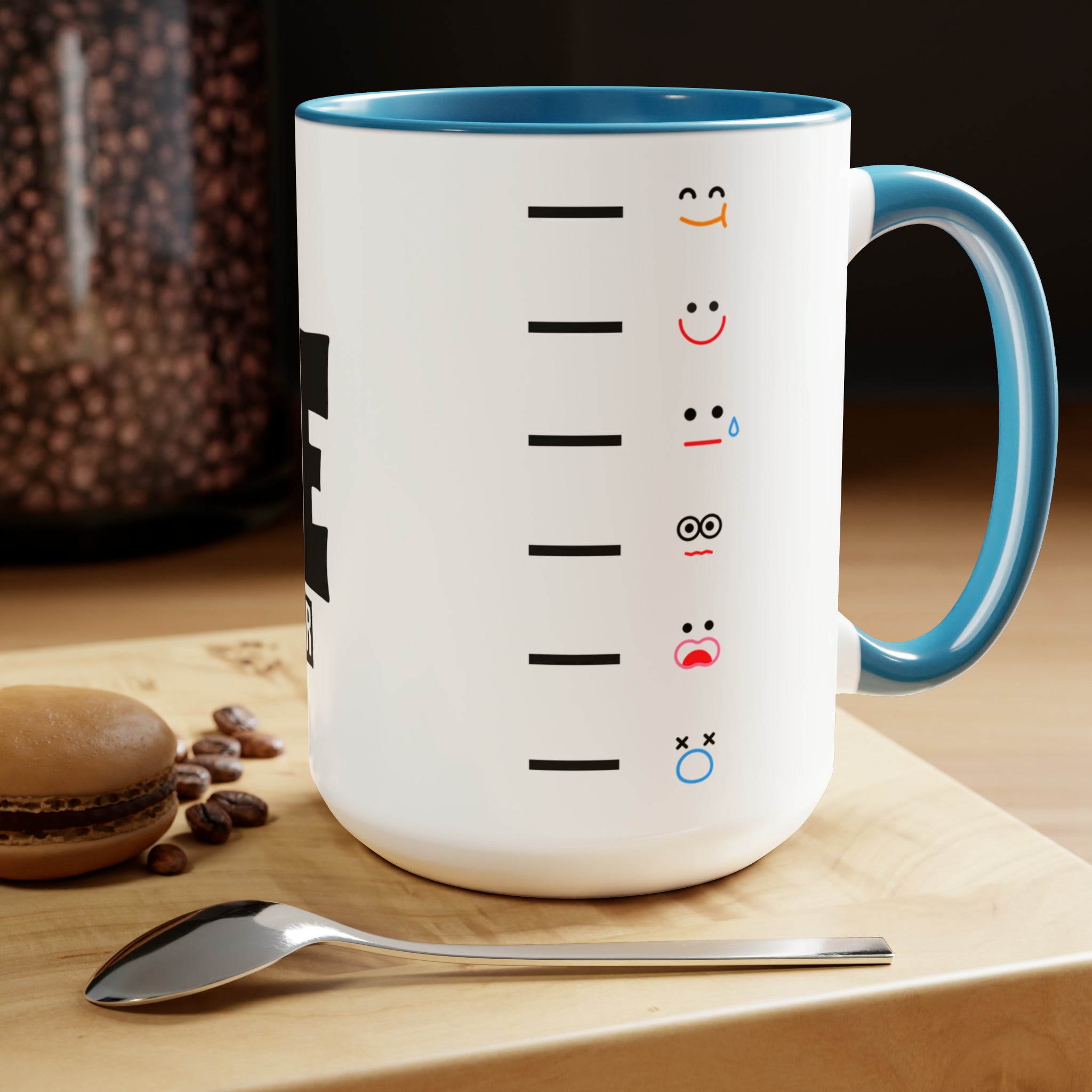 Mom's Coffee Sane-O-Meter, Two-Tone Coffee Mugs, 15oz