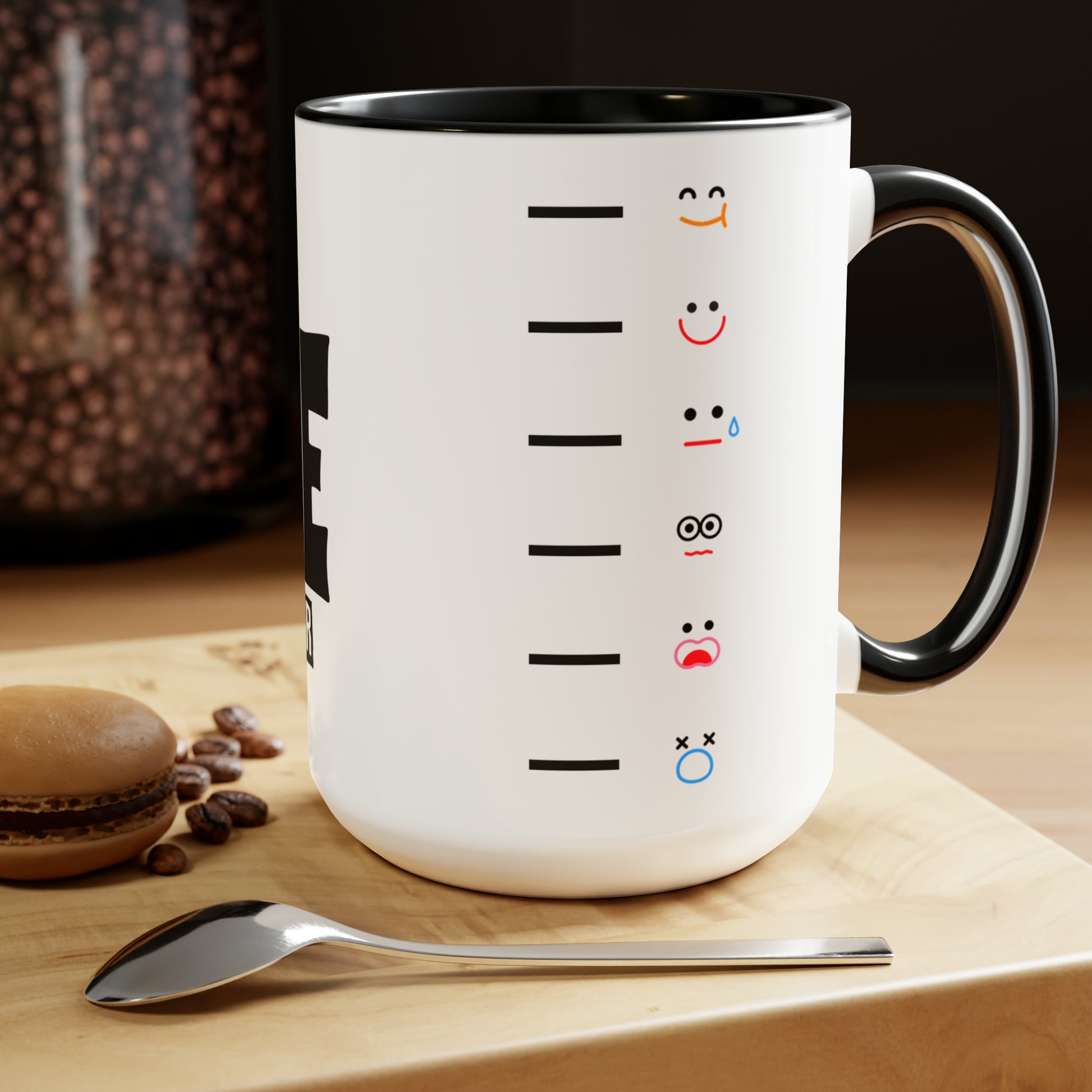 Mom's Coffee Sane-O-Meter, Two-Tone Coffee Mugs, 15oz