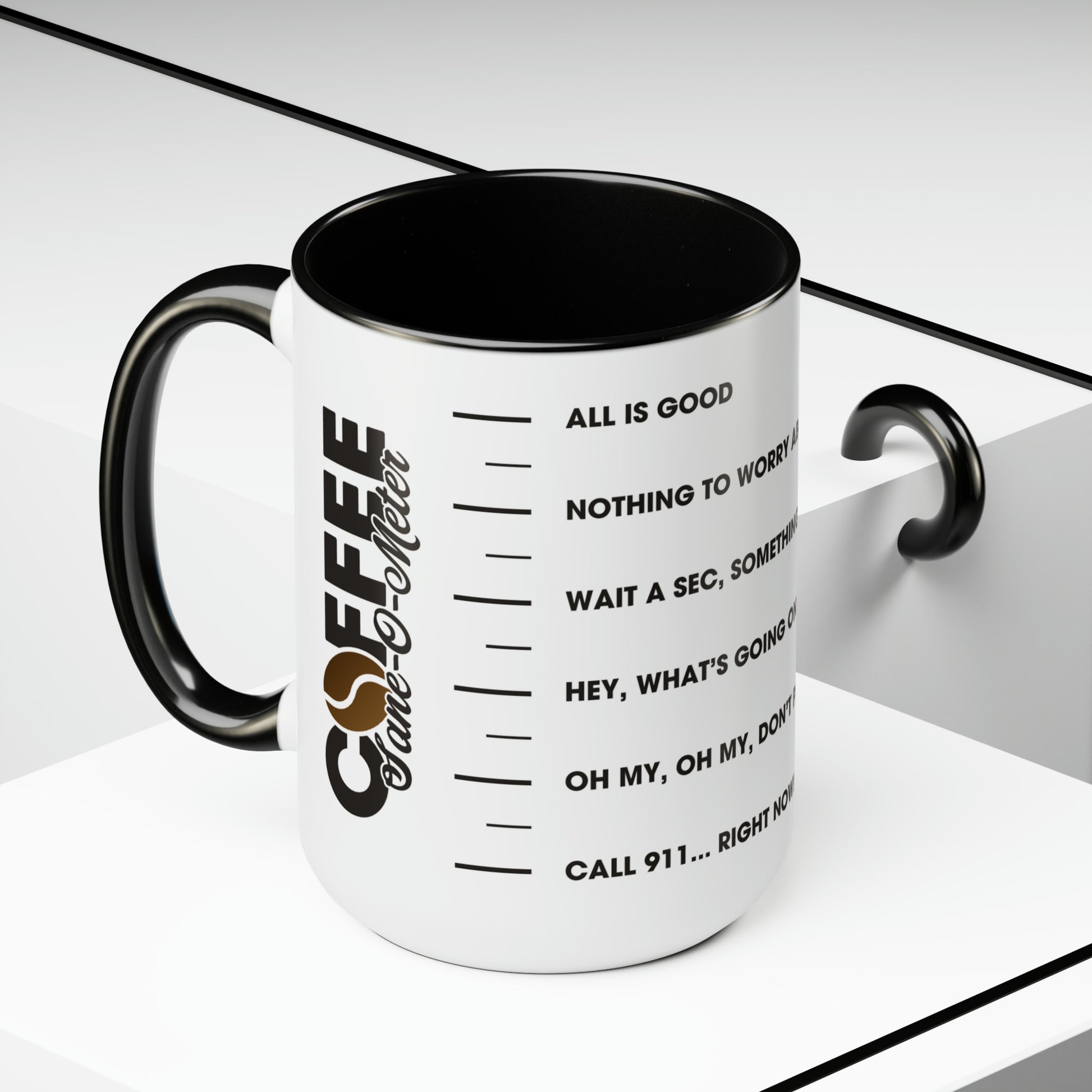 Coffee "Sane-O-Meter" Two-Tone Coffee Mug, 15oz