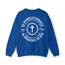 Image of He Humbled Himself Vintage Christian Sweatshirt with Fading Letters - Joe Camilo Designs