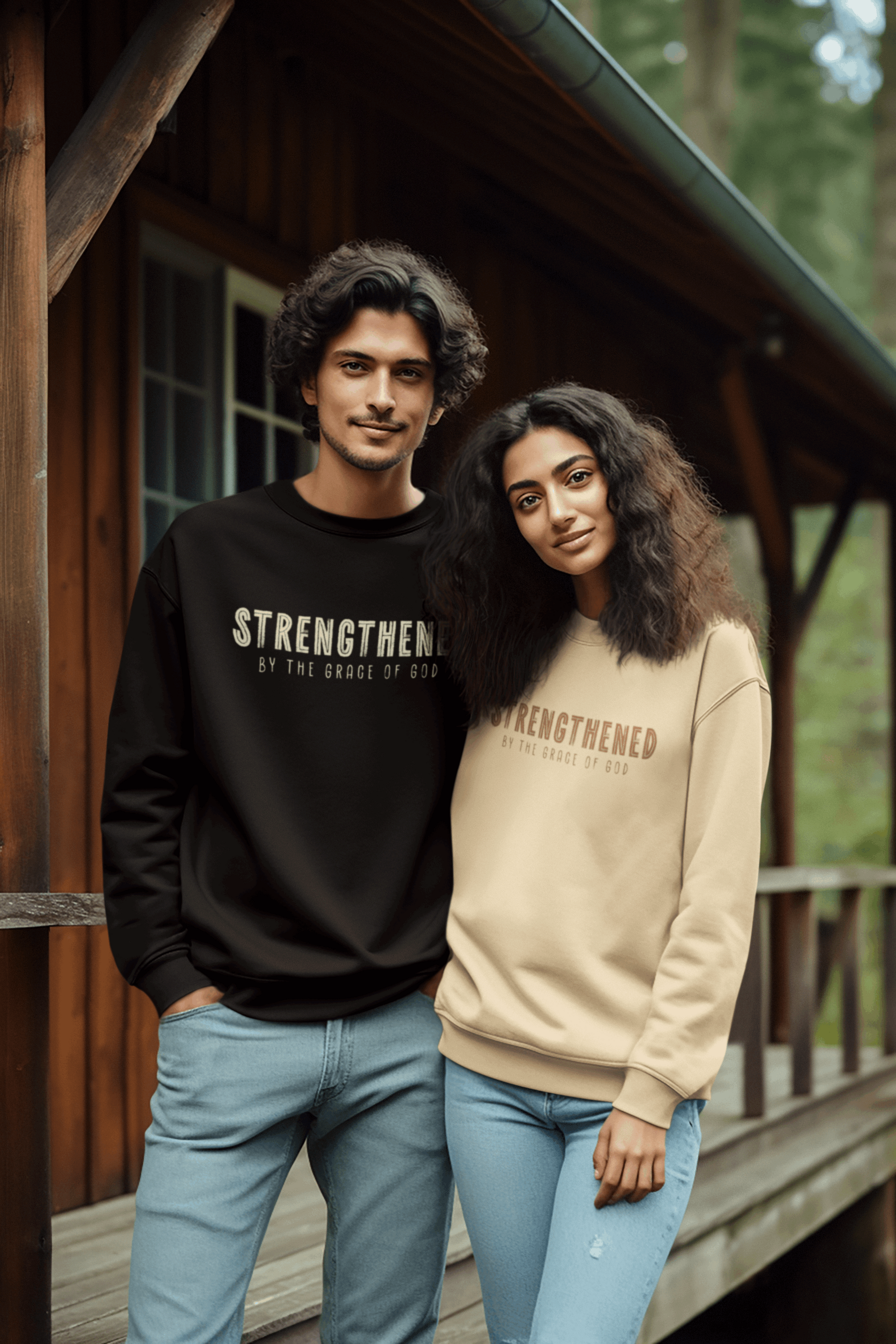 Strengthened by the Grace of God Christian Sweatshirt - Joe Camilo Designs