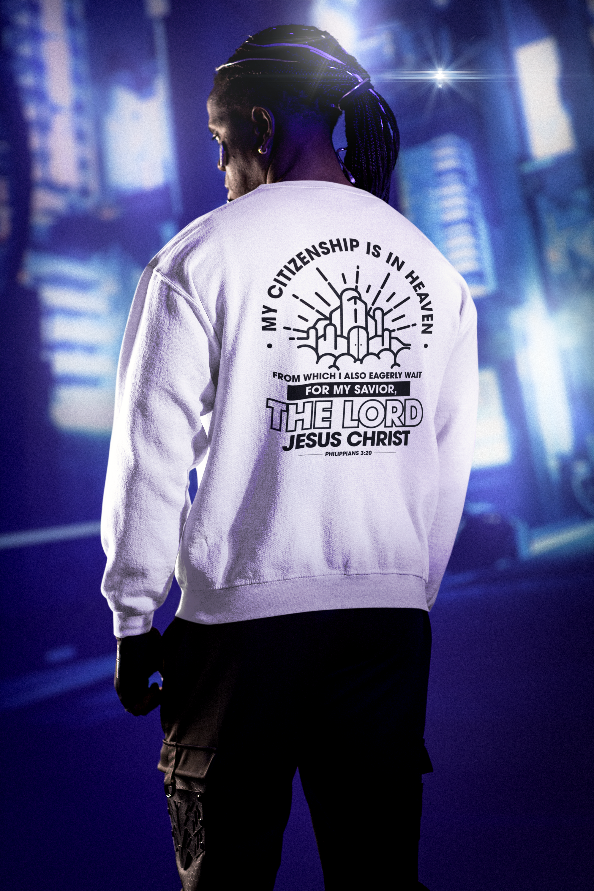 Citizen of Heaven Line Design with Bible Verse Reference Sweatshirt - Joe Camilo Designs