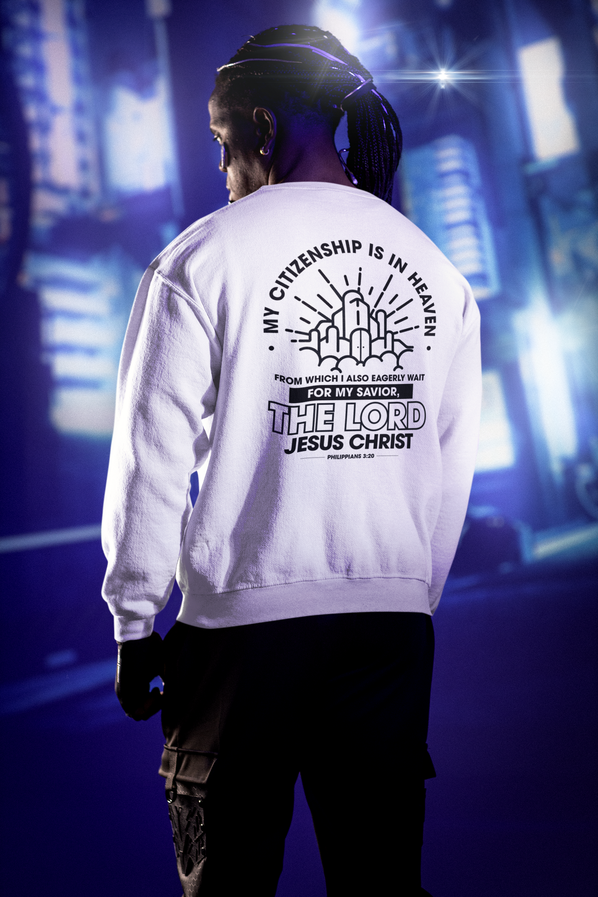 Citizen of Heaven Line Design with Bible Verse Reference Sweatshirt - Joe Camilo Designs