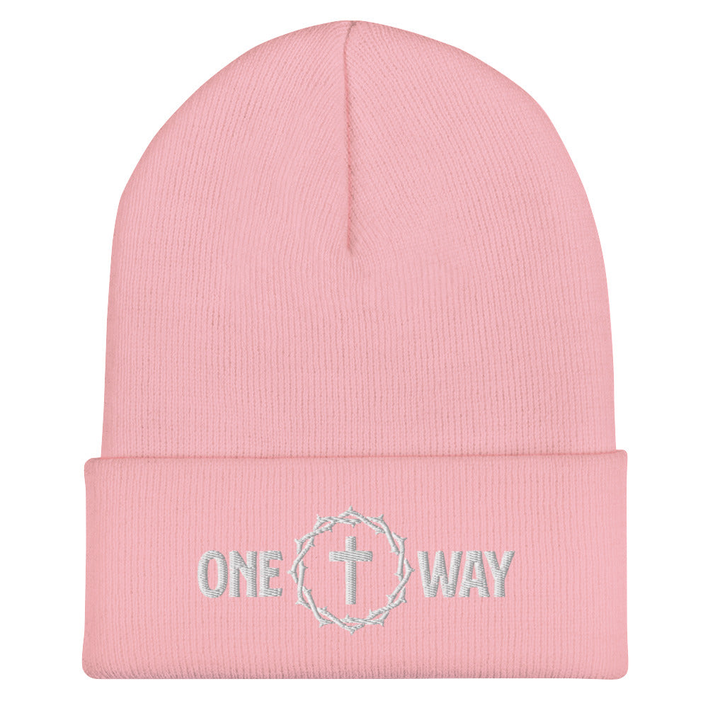 "One Way" Embroidered Cuffed Beanie