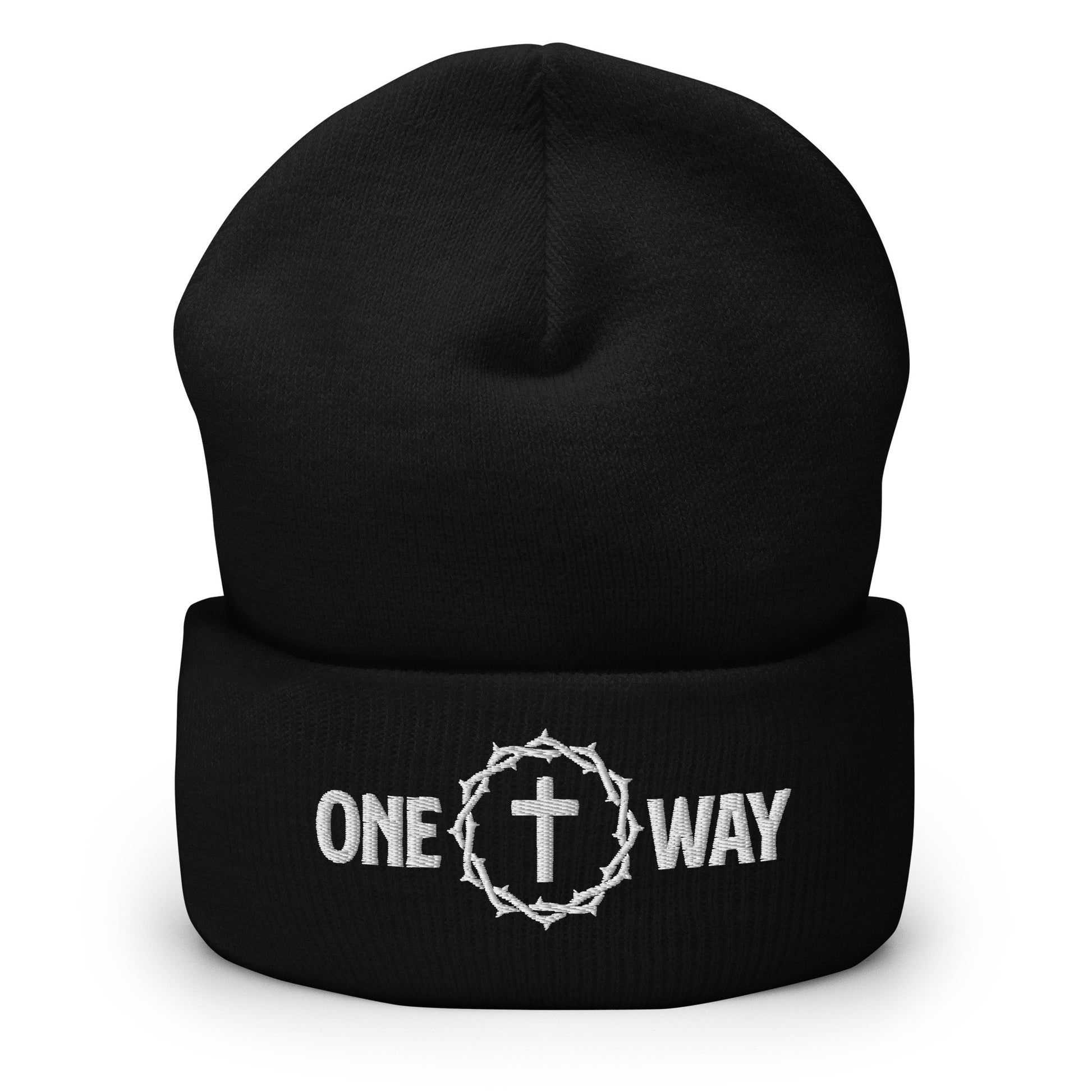 "One Way" Embroidered Cuffed Beanie