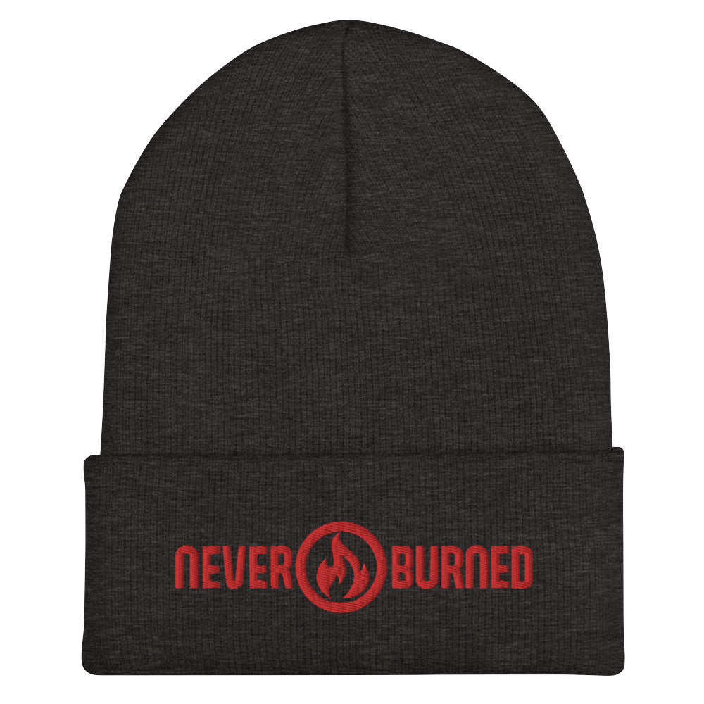 "Never Burned" Embroidered Cuffed Beanie