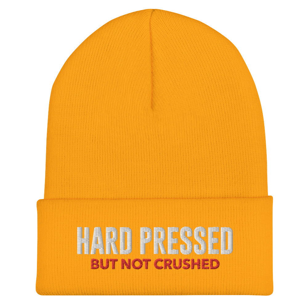 "Hard Pressed" Embroidered Cuffed Beanie