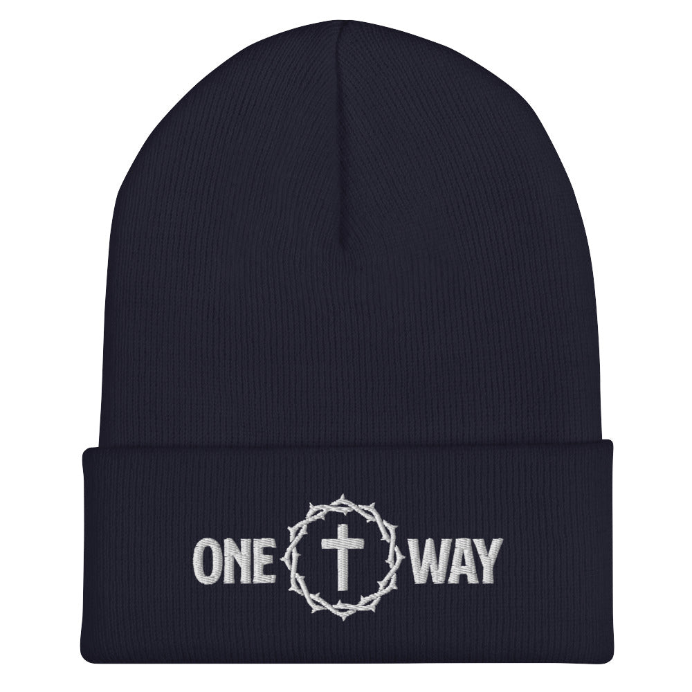 "One Way" Embroidered Cuffed Beanie