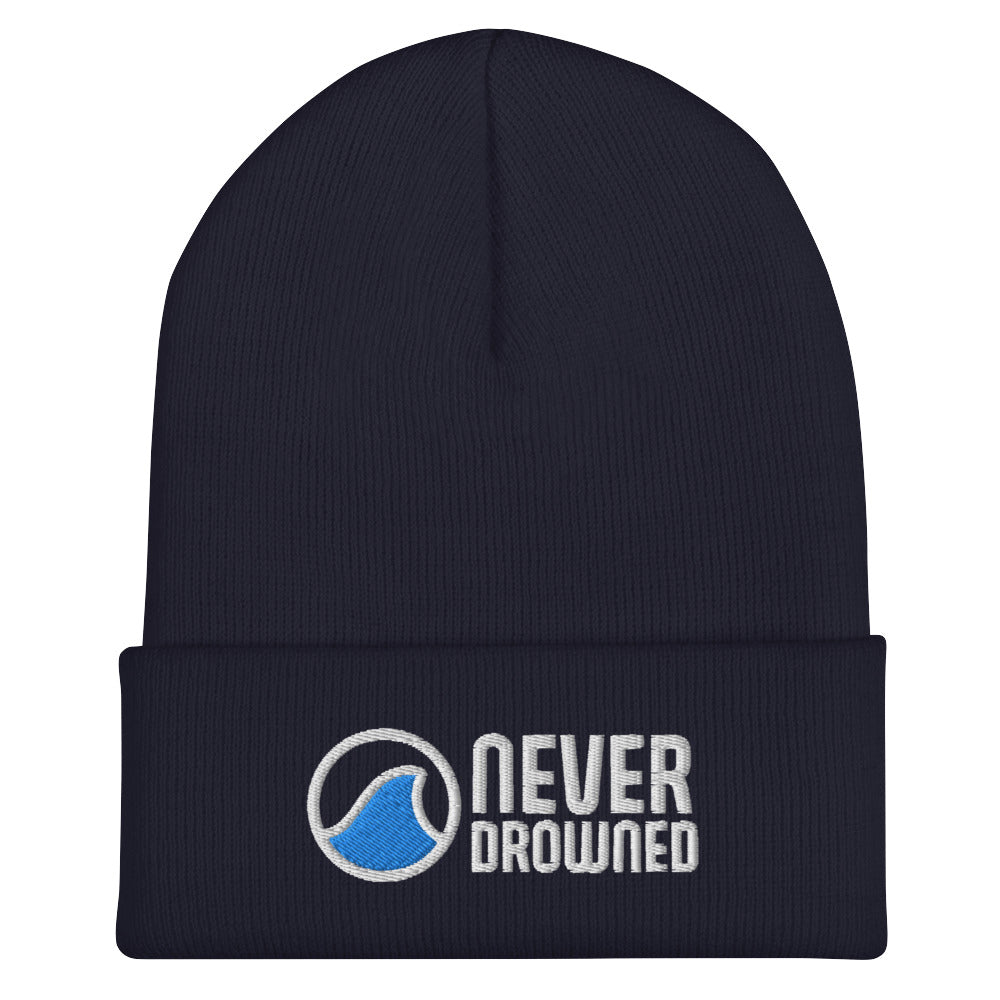 "Never Drowned" Embroidered Cuffed Beanie