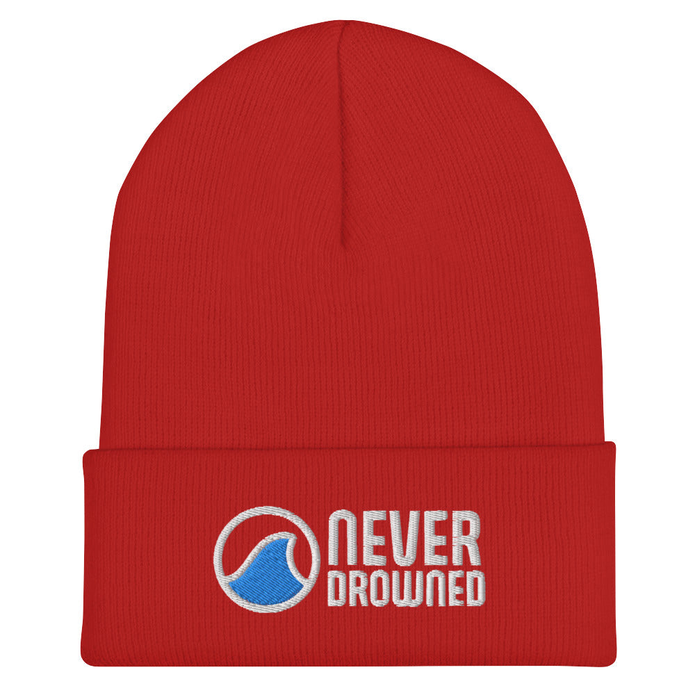 "Never Drowned" Embroidered Cuffed Beanie