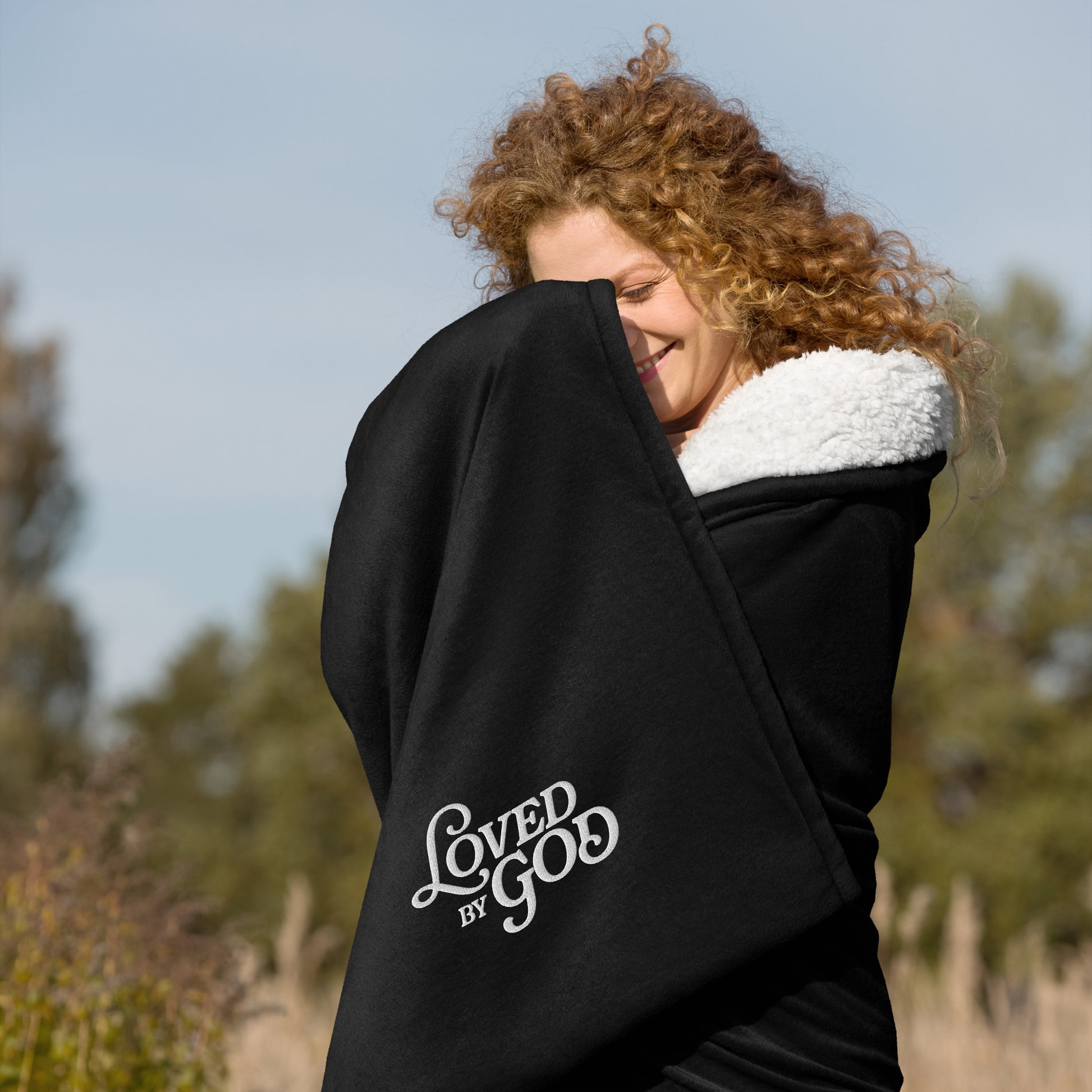 "Loved by God" Premium Embroidered Sherpa Blanket