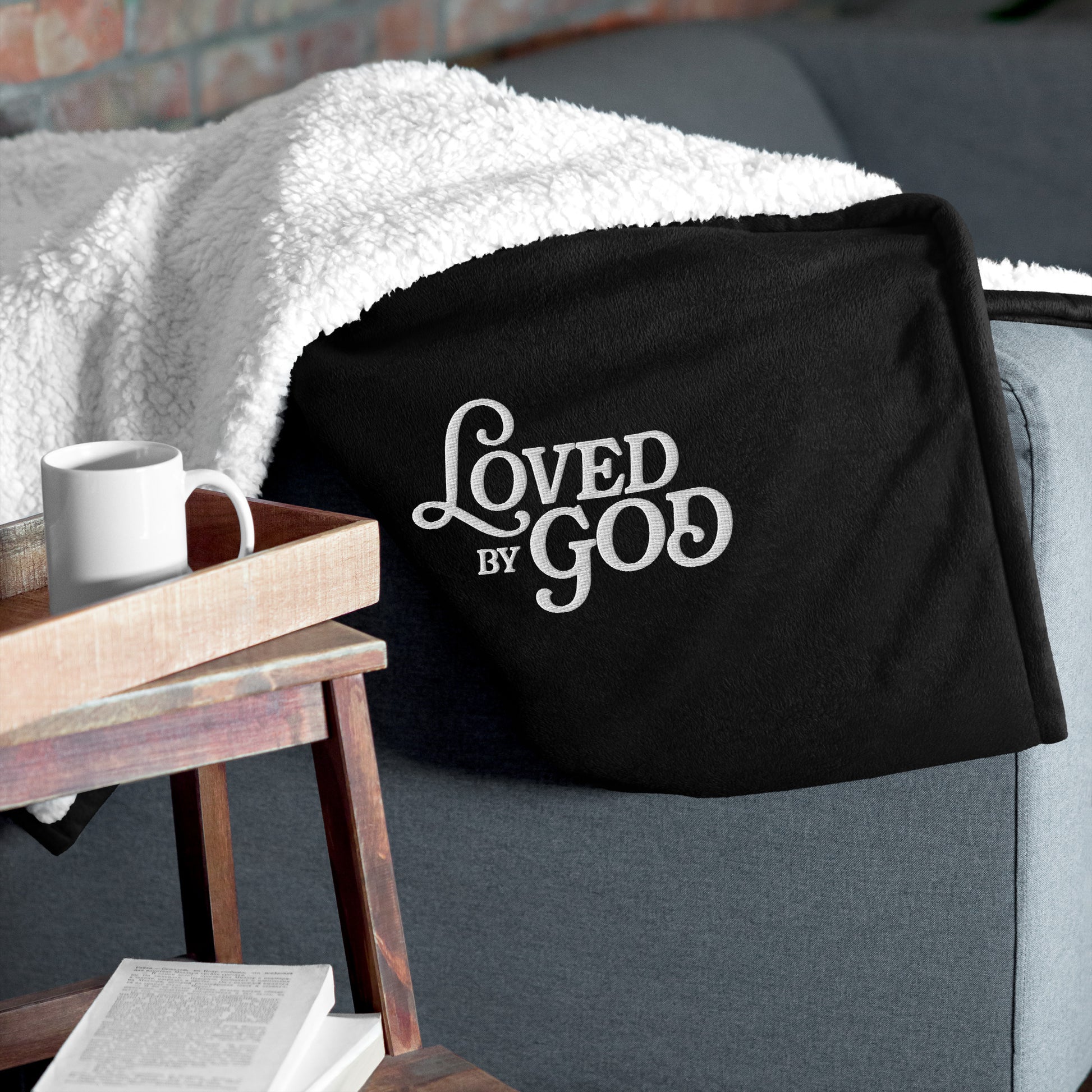 "Loved by God" Premium Embroidered Sherpa Blanket