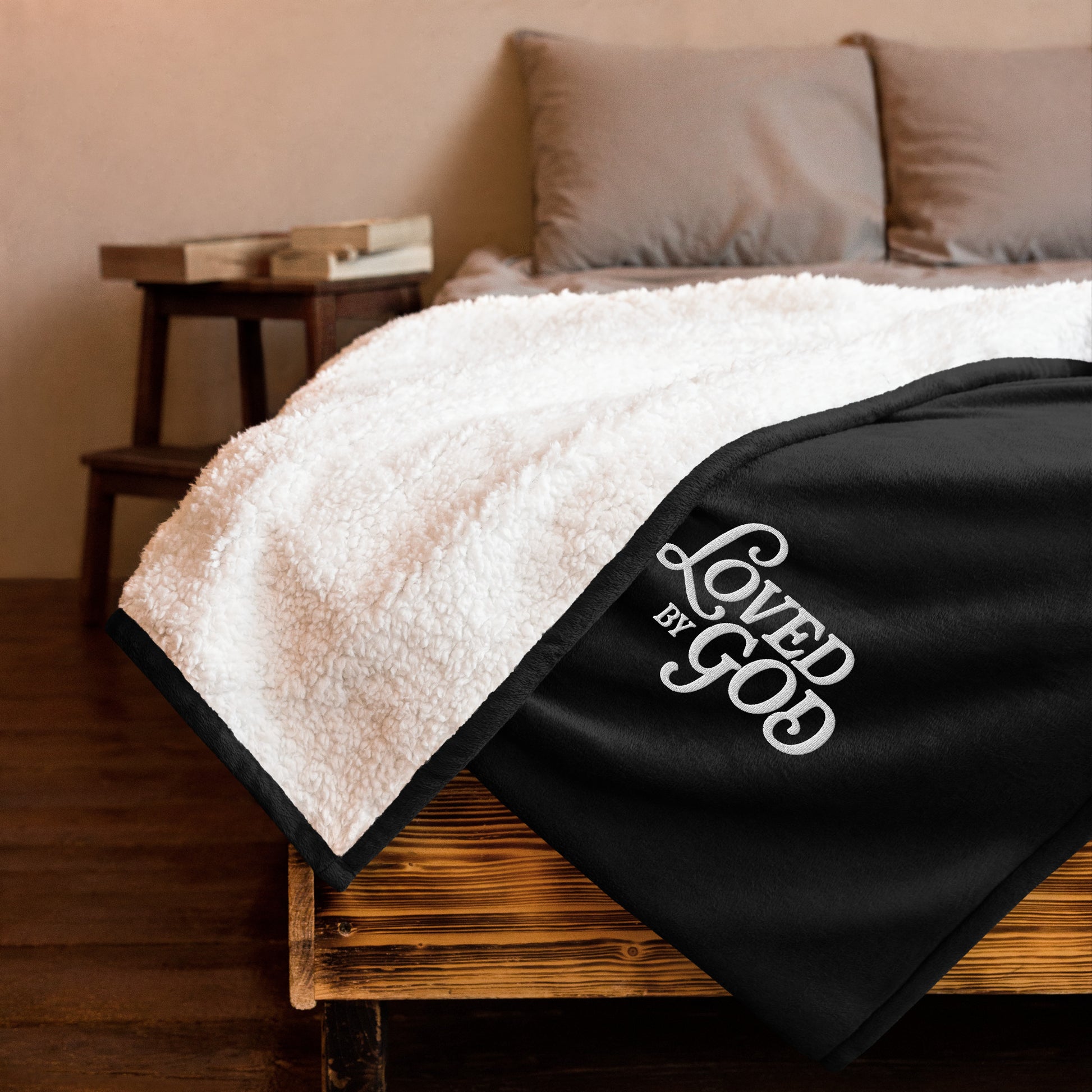 "Loved by God" Premium Embroidered Sherpa Blanket