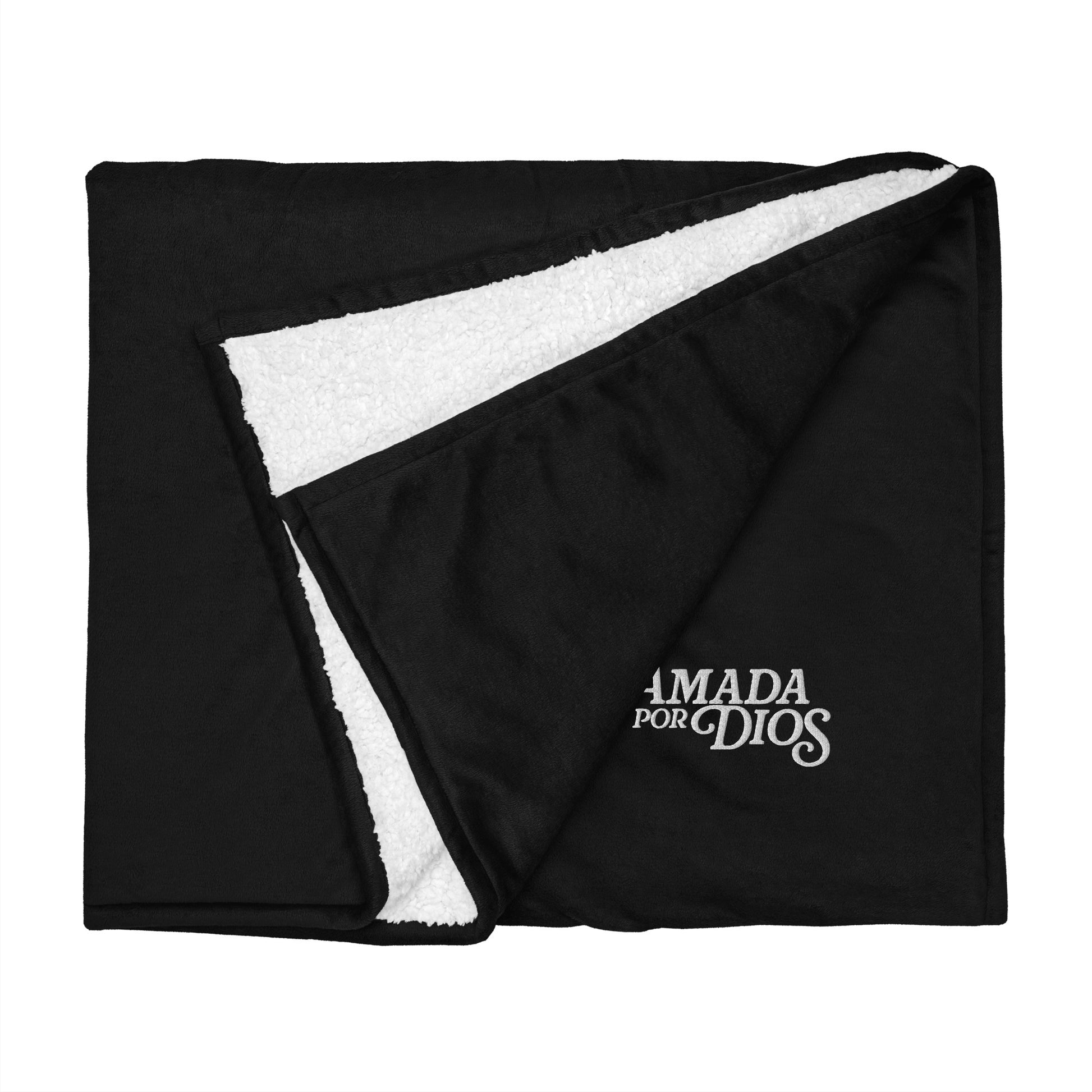 "Amada por Dios" - Bordado - Premium Sherpa Blanket