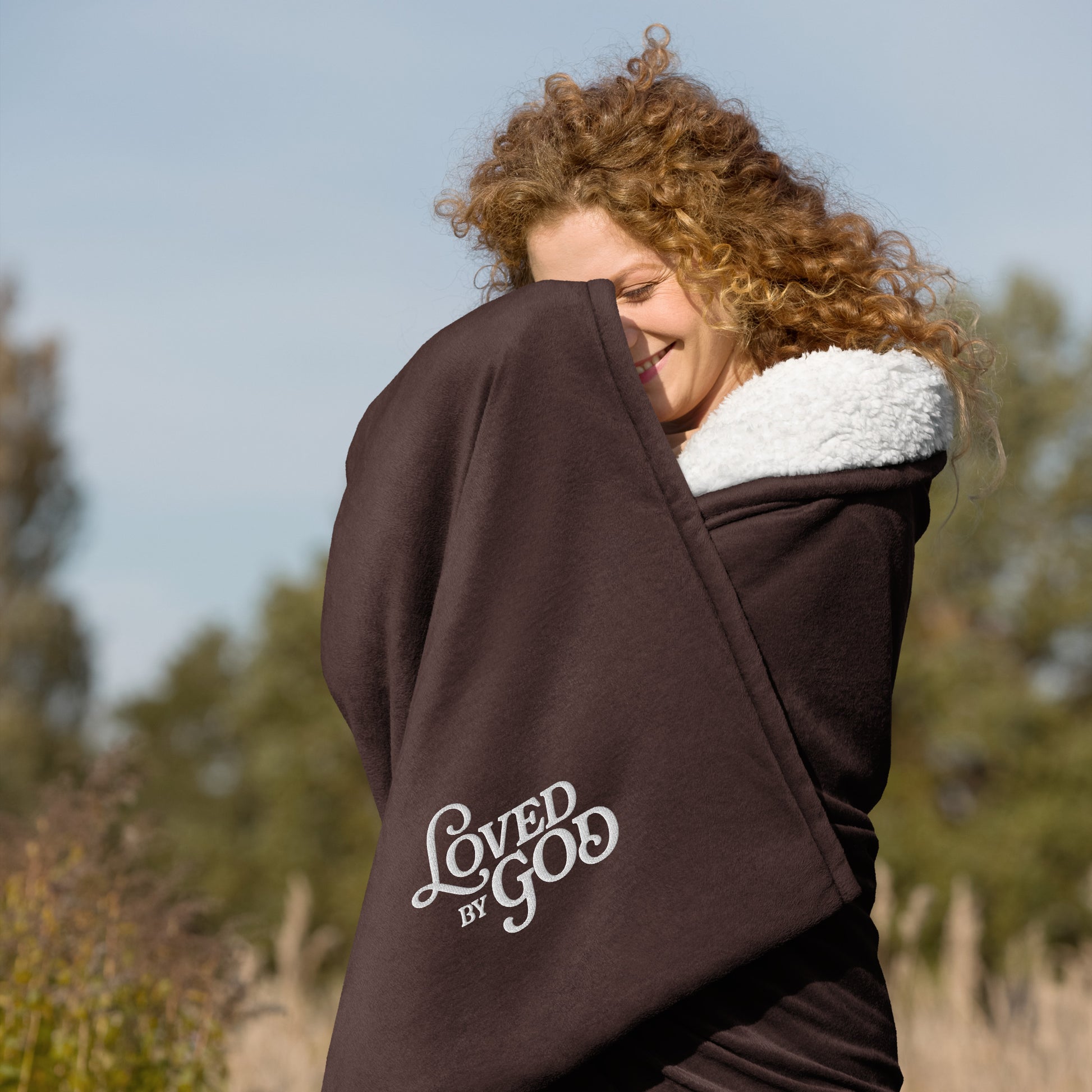 "Loved by God" Premium Embroidered Sherpa Blanket