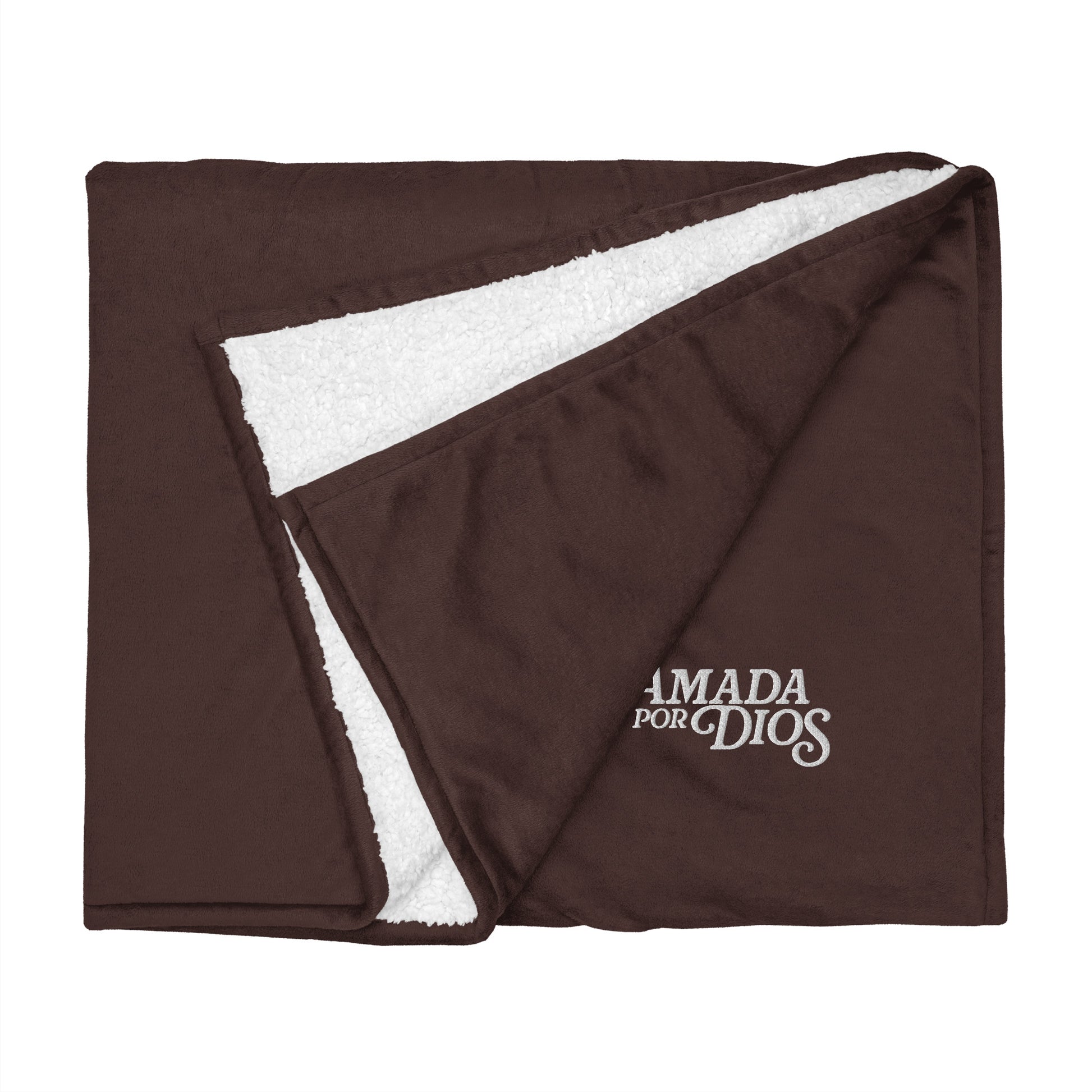 "Amada por Dios" - Bordado - Premium Sherpa Blanket