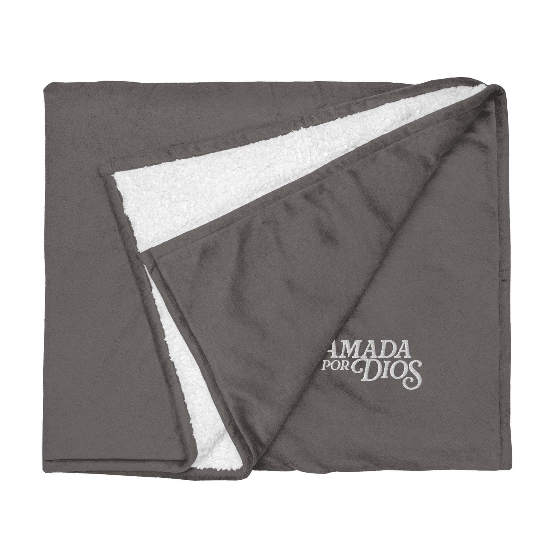 "Amada por Dios" - Bordado - Premium Sherpa Blanket