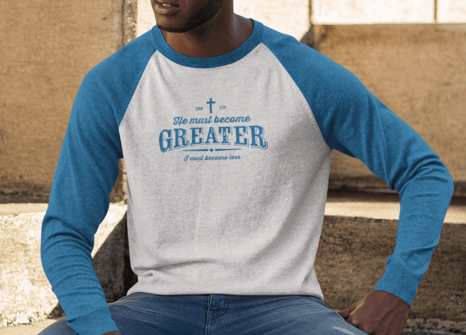 He Must Become Greater Raglan Christian Shirt - Joe Camilo Designs