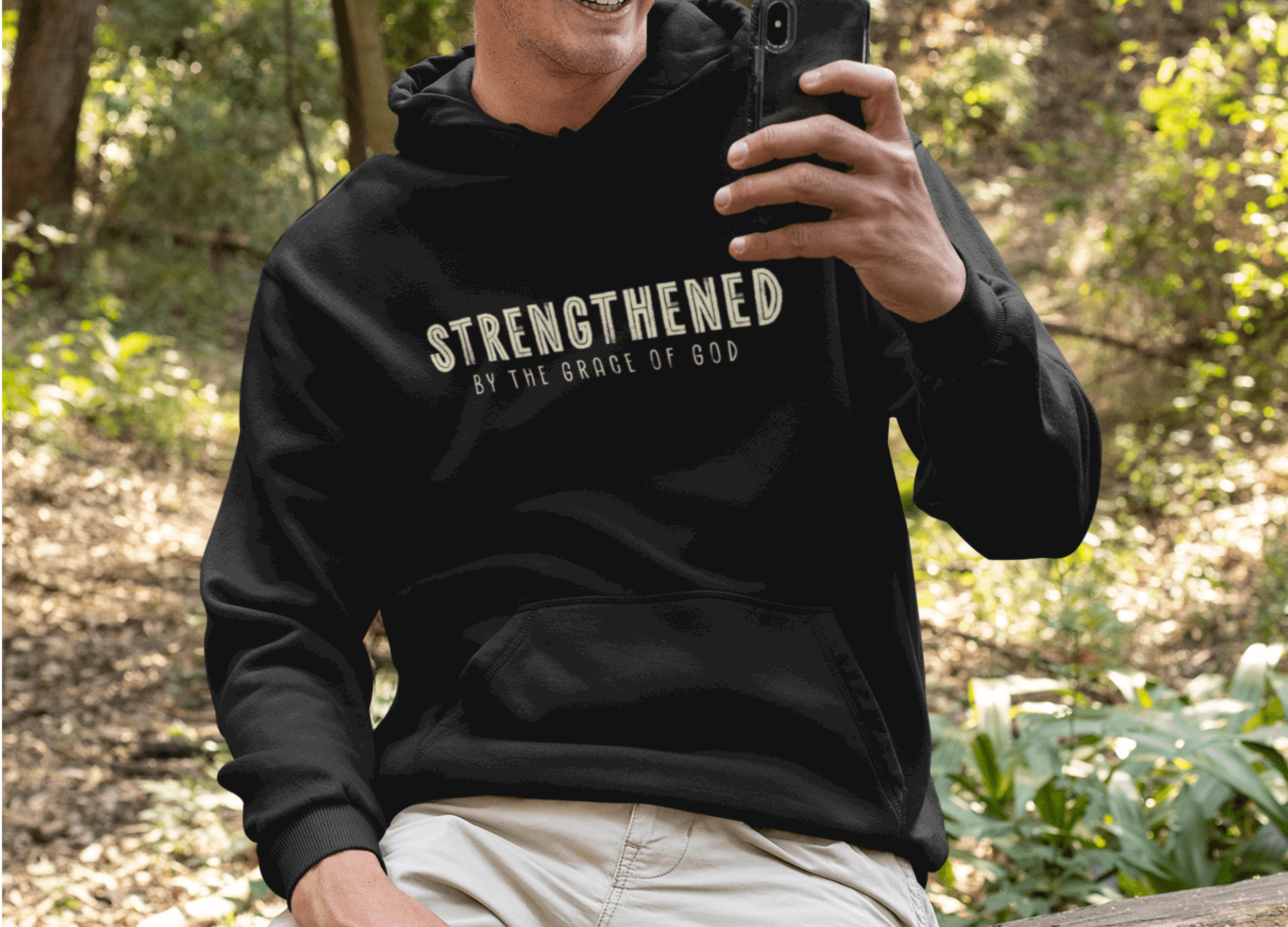 Strengthened by the Grace of God Christian Hoodie - Joe Camilo Designs