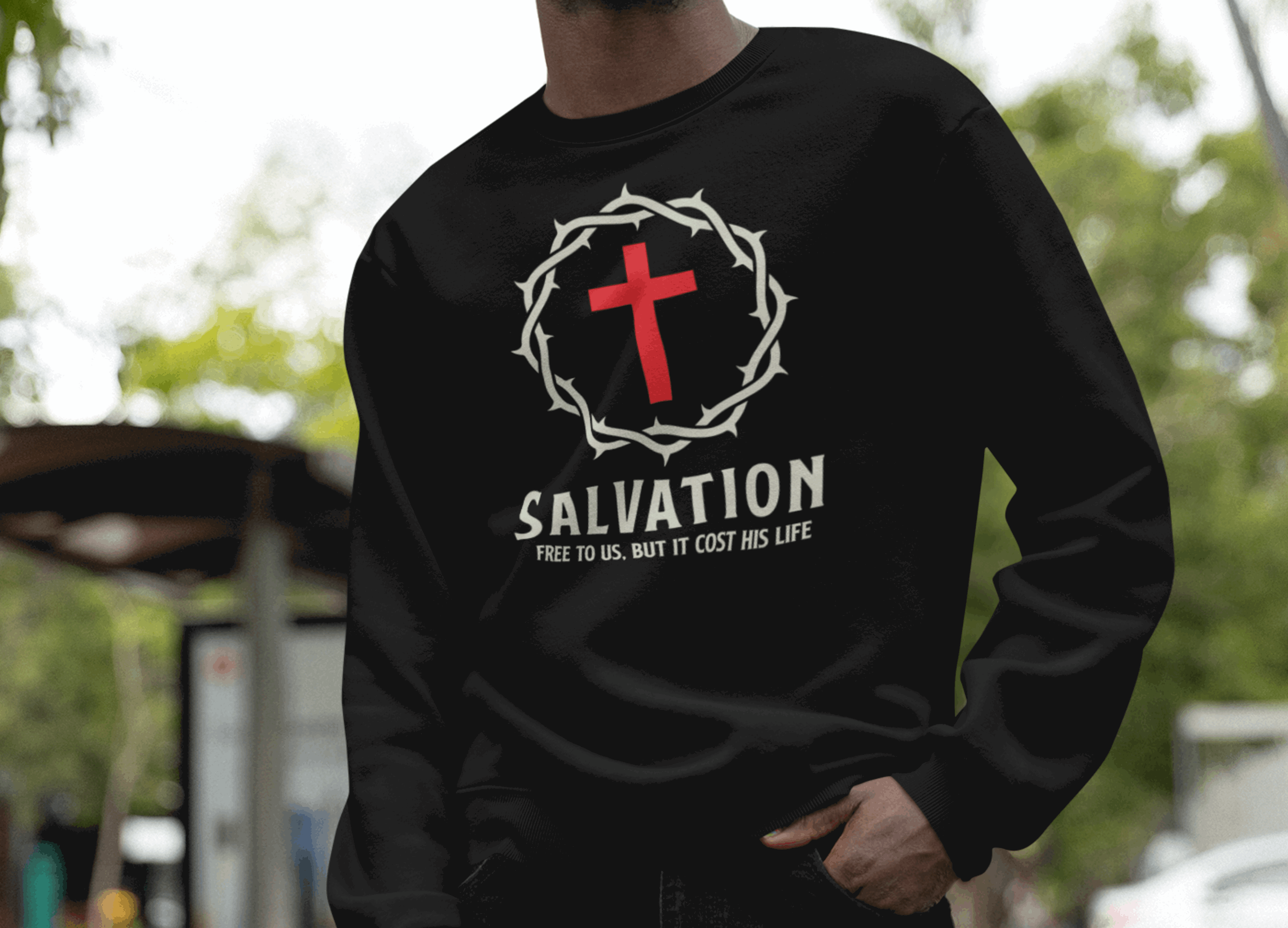 Salvation Christian Sweatshirt with Crown and Cross - Joe Camilo Designs