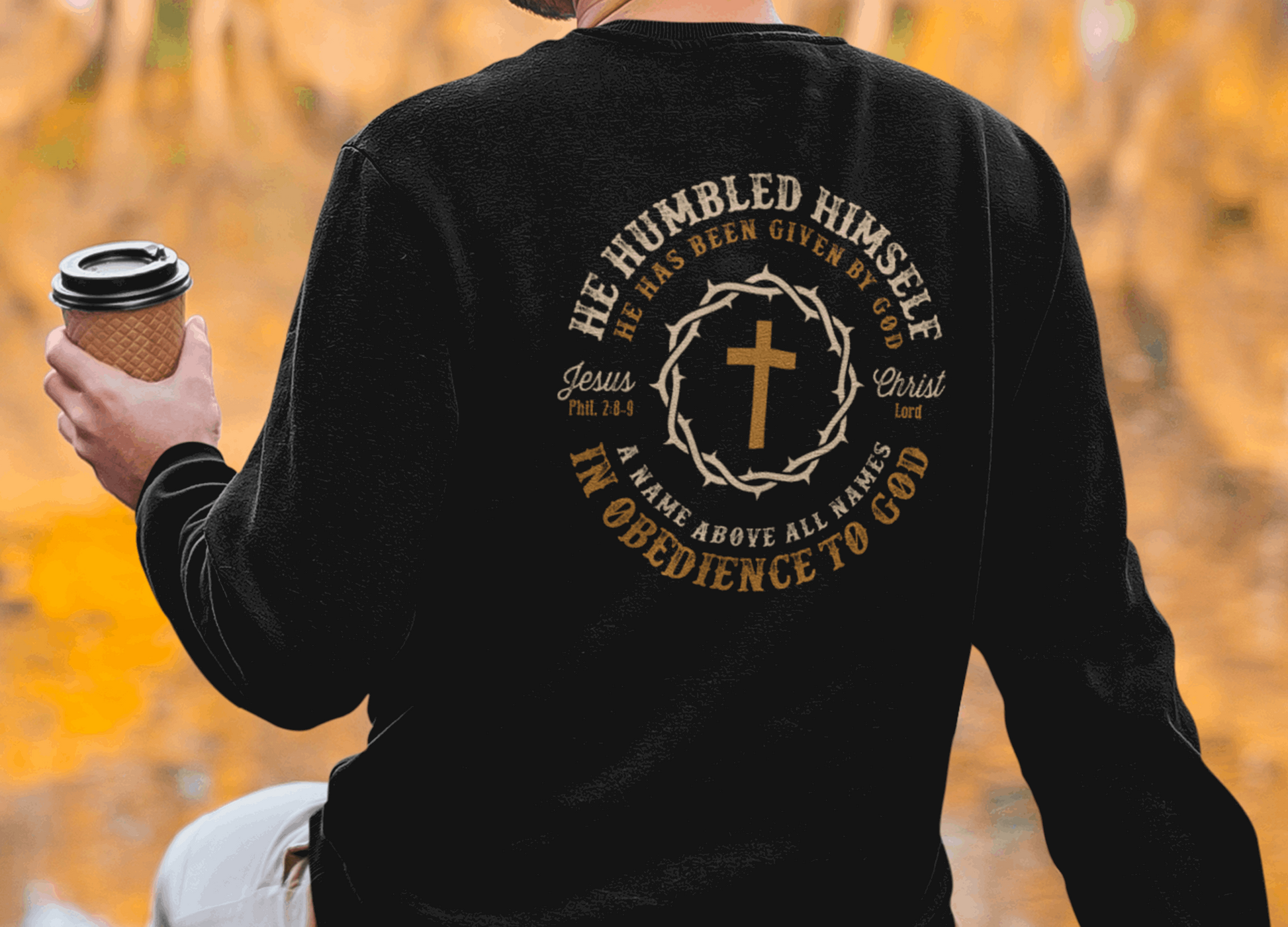 He Humbled Himself Vintage Christian Sweatshirt with Fading Letters - Joe Camilo Designs