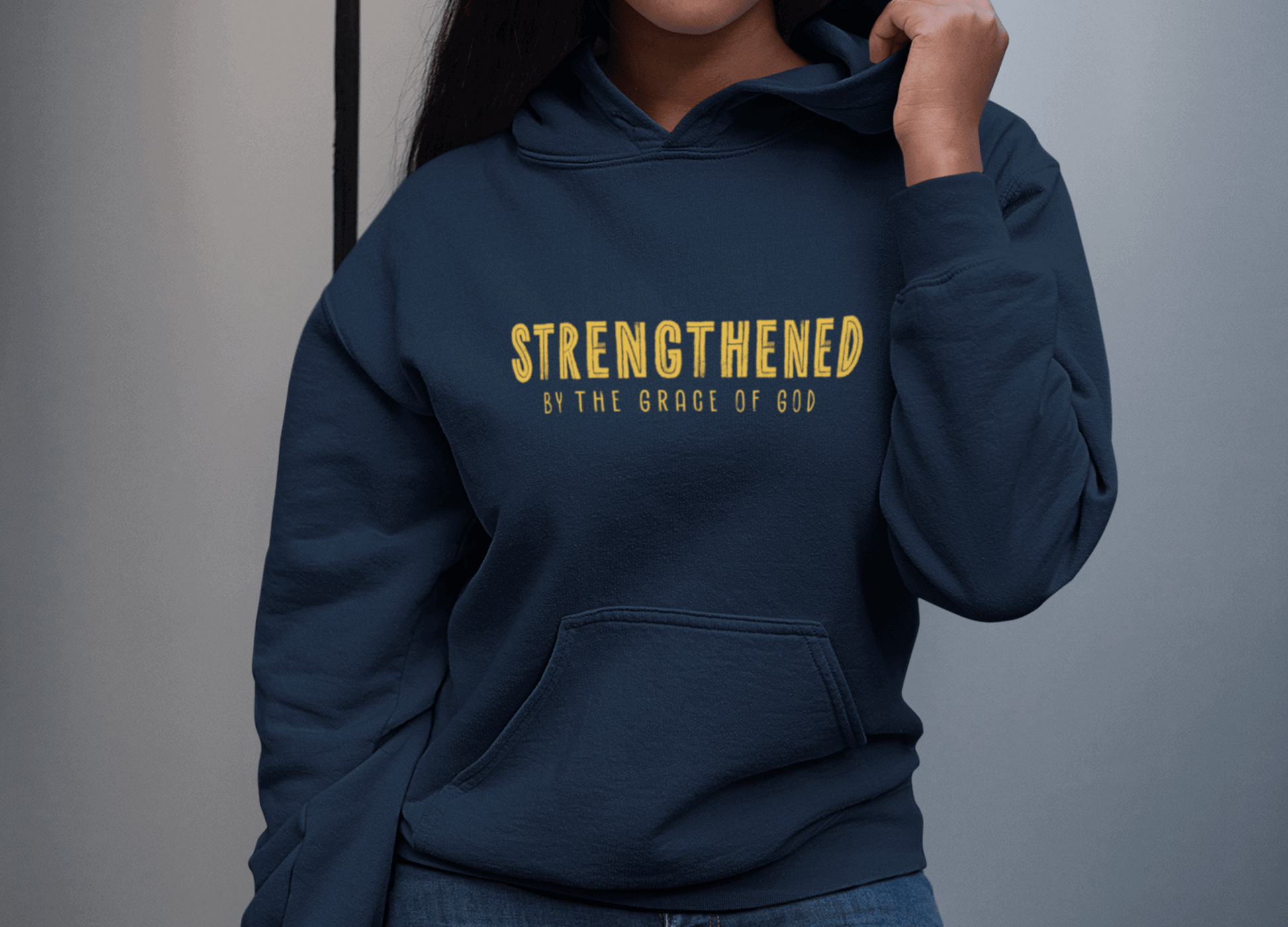 Strengthened by the Grace of God Christian Hoodie - Joe Camilo Designs