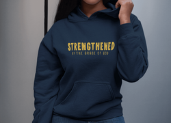 Image of Strengthened by the Grace of God Christian Hoodie - Joe Camilo Designs