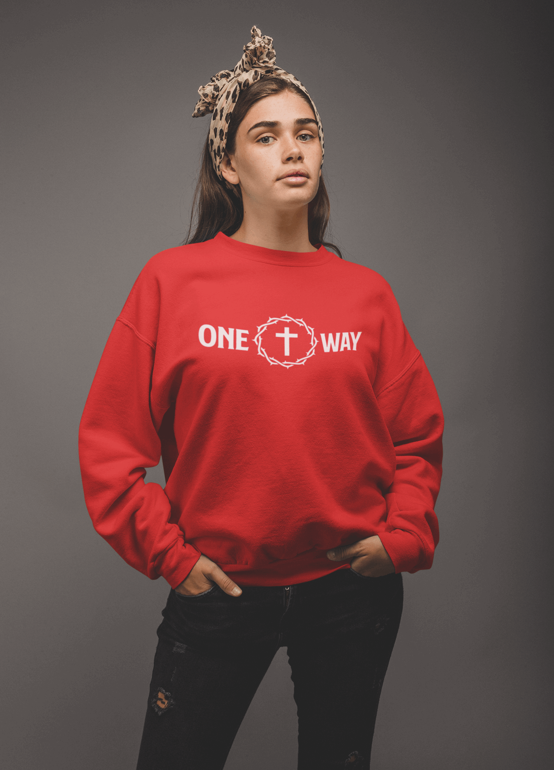 One Way Christian Sweatshirt with Crown and Cross - Joe Camilo Designs