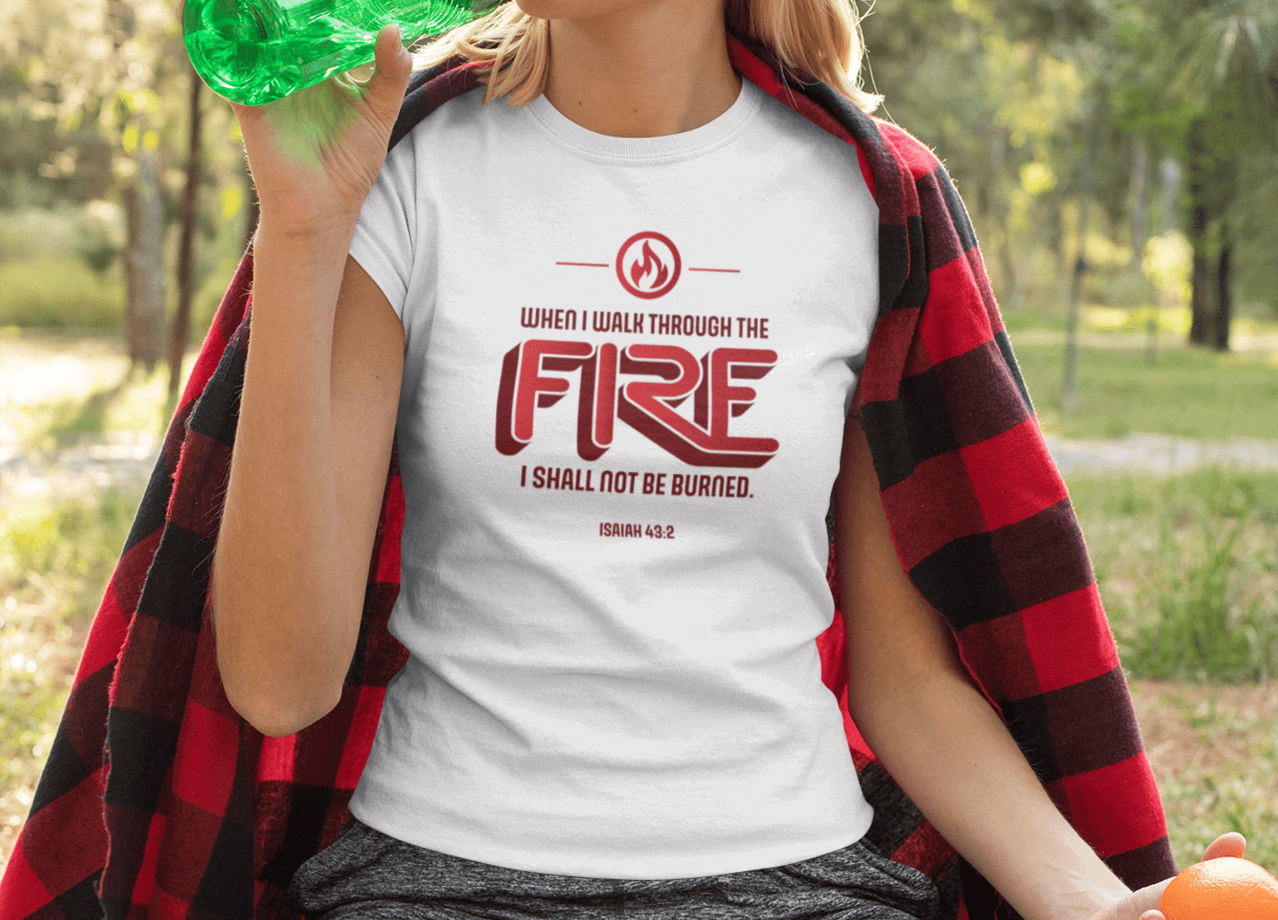 When I Walk Through the Fire Christian Women Shirt with Fire Icon - Joe Camilo Designs