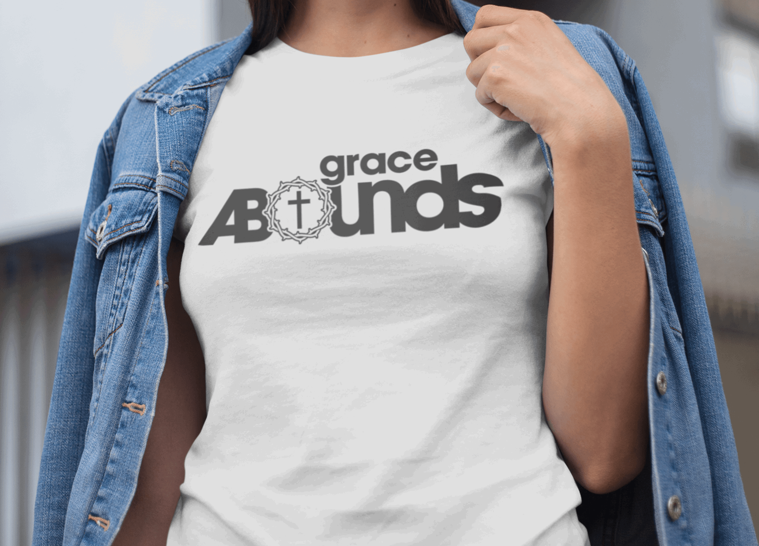 Grace Abounds Christian Women Shirt with Crown of Thorns and Cross - Joe Camilo Designs