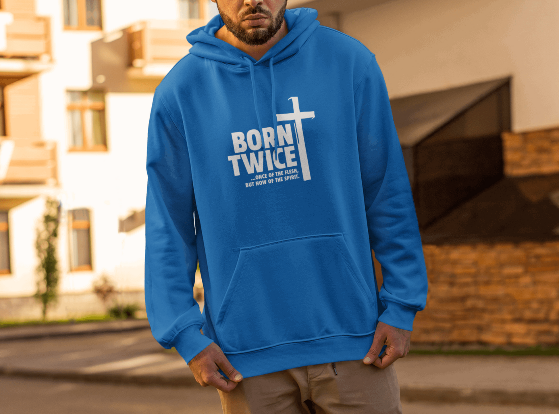 Born Twice Christian Hoodie with Cross, Twice Born, Born Again, New Creation - Joe Camilo Designs