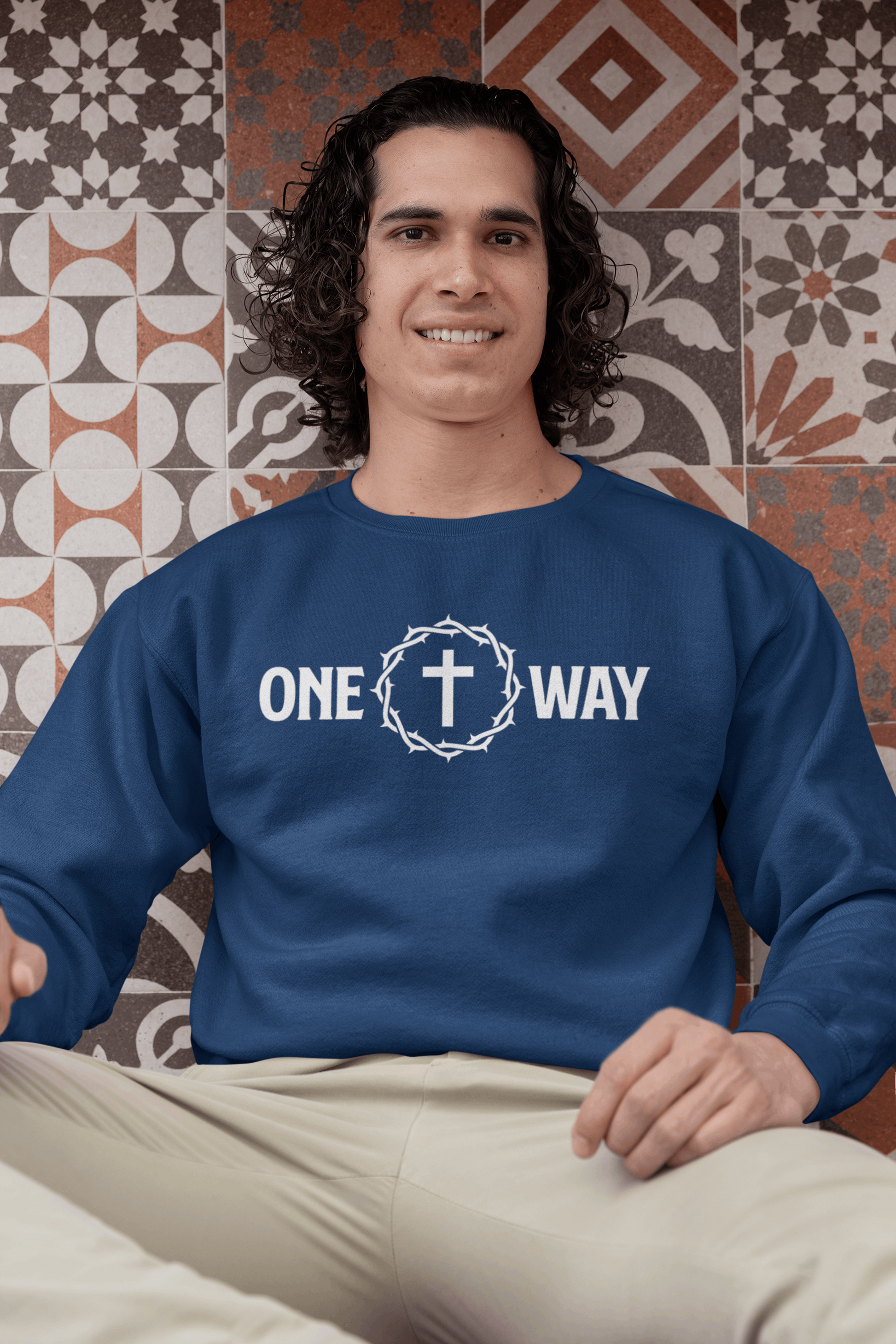 One Way Christian Sweatshirt with Crown and Cross - Joe Camilo Designs