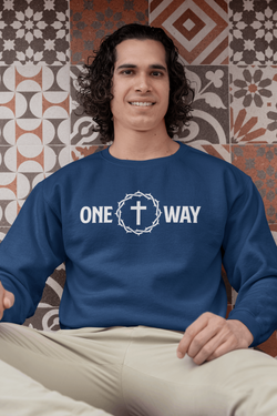 Image of One Way Christian Sweatshirt with Crown and Cross - Joe Camilo Designs