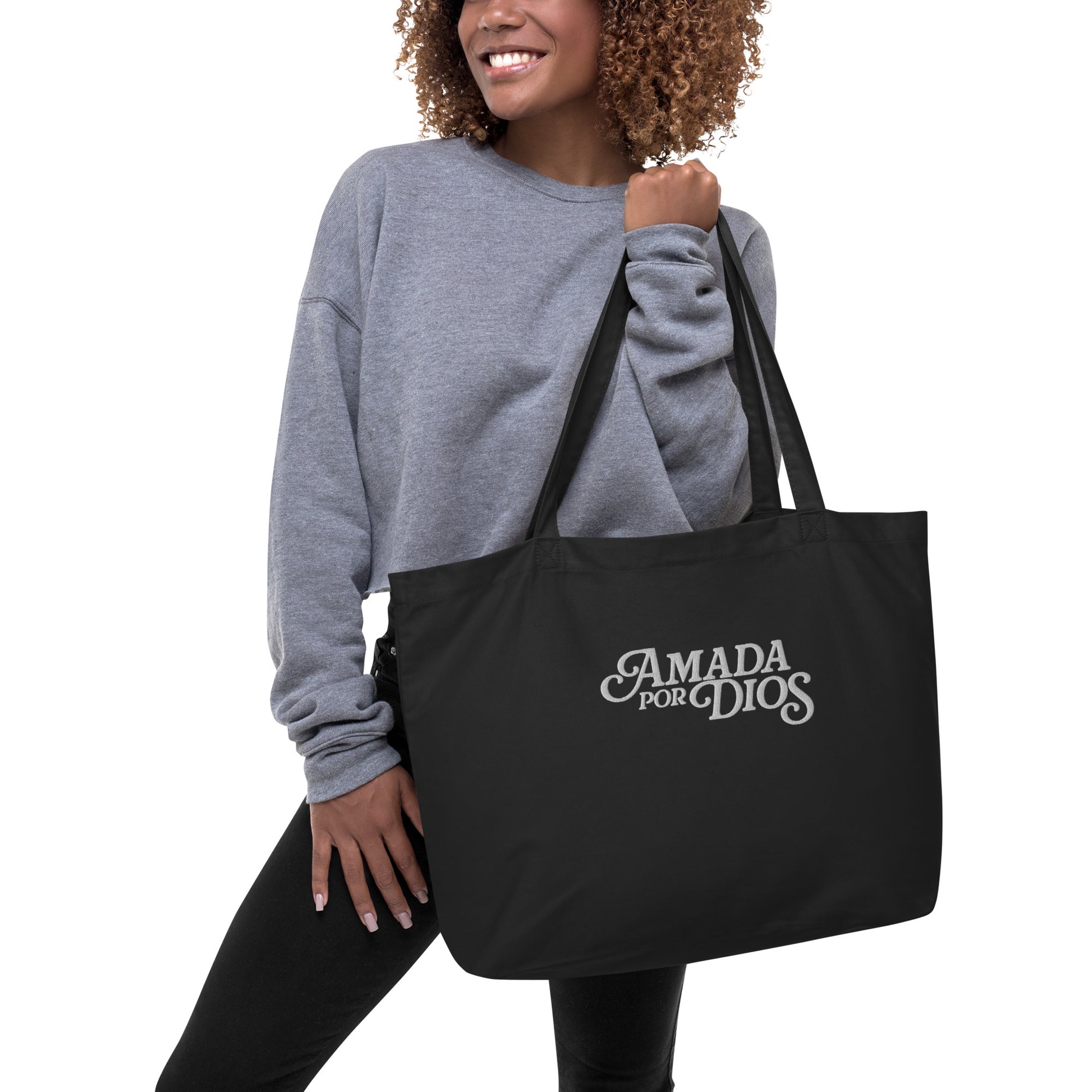 "Amada por Dios" Bordada - Large Organic Tote Bag