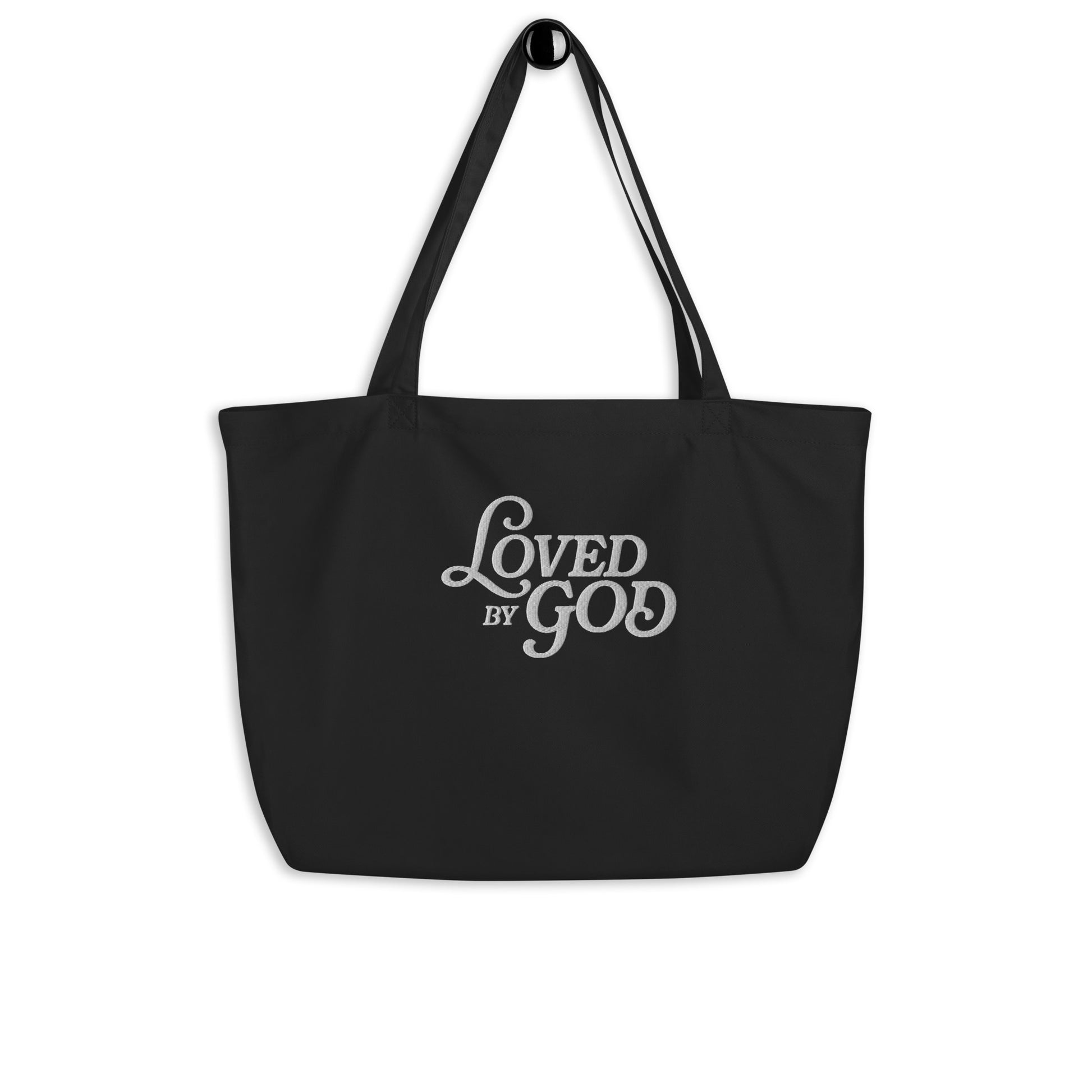 "Loved by God" Embroidered Large Organic Tote Bag